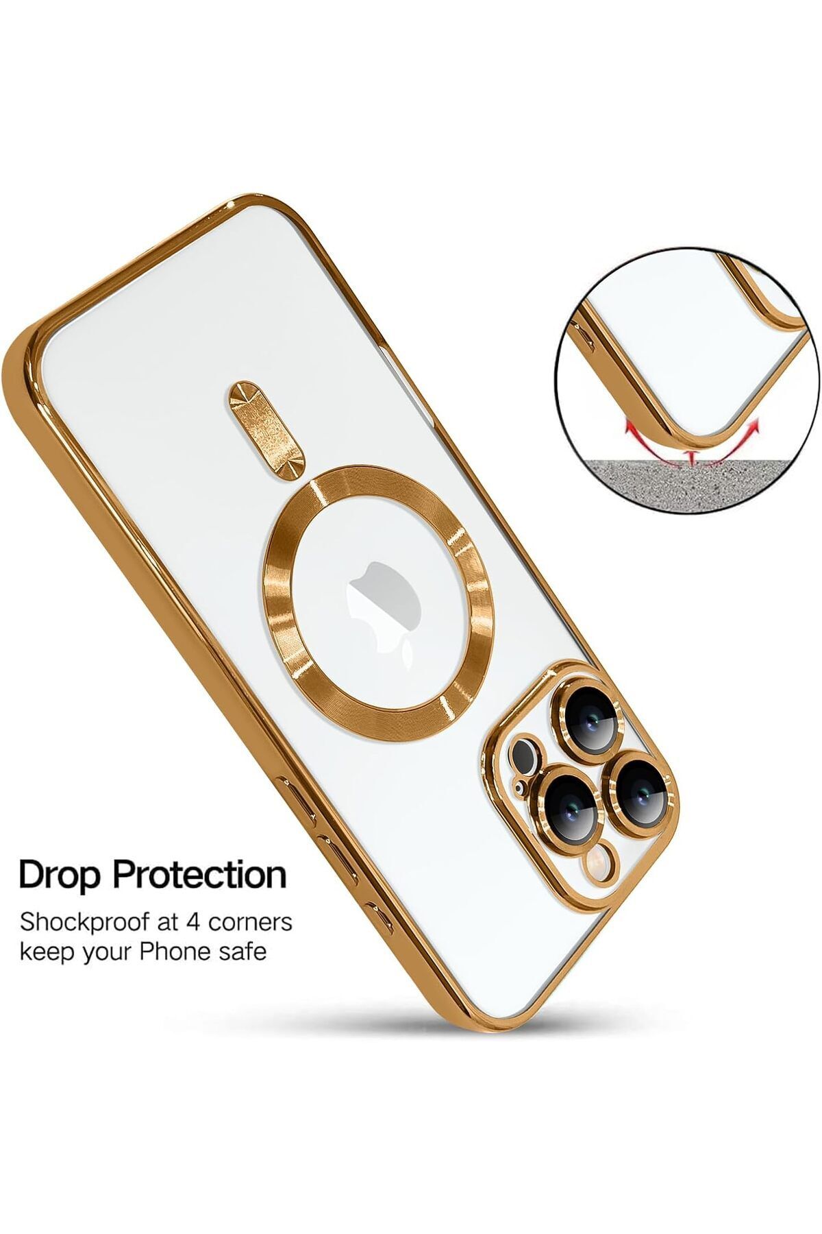 AWH-جراب مغناطيسي لهاتف iPhone 16 Pro Max (6.9 بوصة) مع واقي عدسة الكاميرا، MagSafe، ذهبي 5