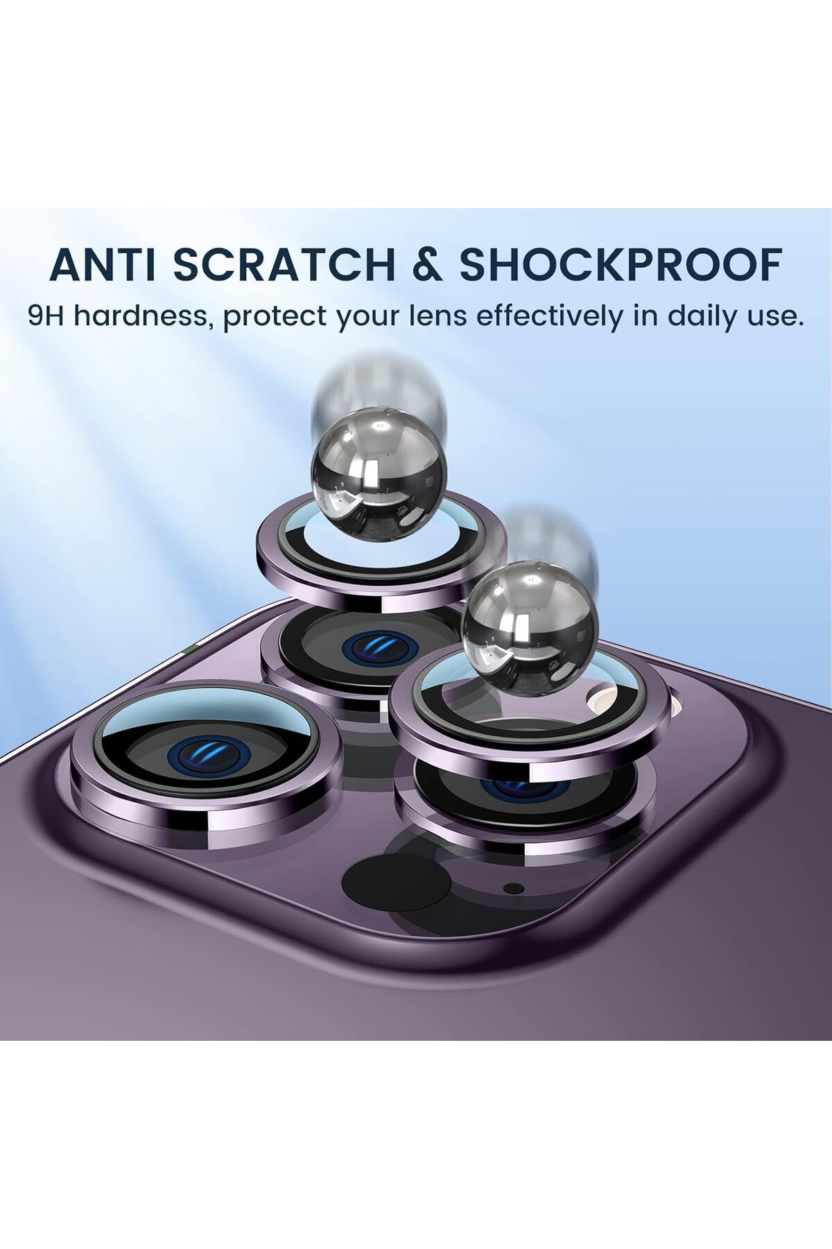 AWH-Camera Lens Protector for iPhone 14 Pro Max/Pro, Anti-Scratch HD Tempered Glass, Deep Purple 5