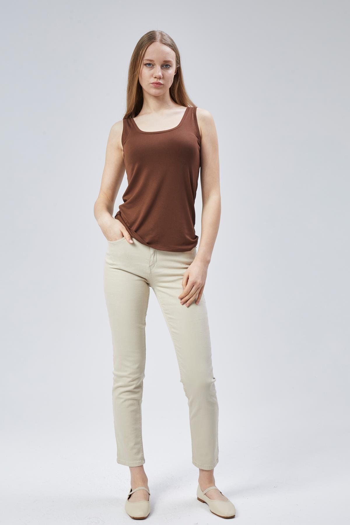 penyebizden-Extra Soft Viscose Tank Top - Home & Outdoor Use, Brown 2