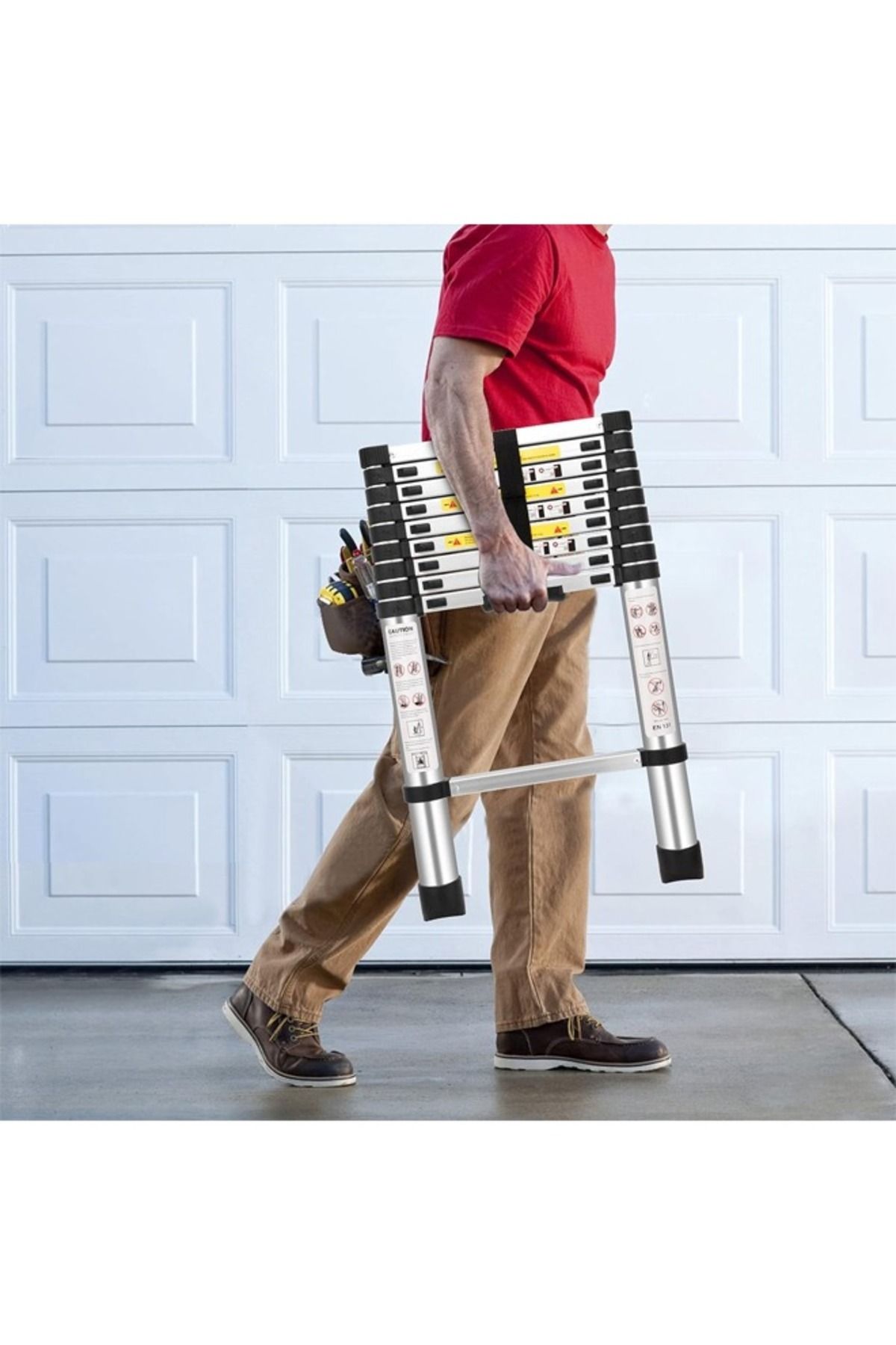 Cady One-A Multi-use Extendable Aluminum Telescopic Ladder,9 Steps,foldable,withstands A Weight Of Up 150kg 7