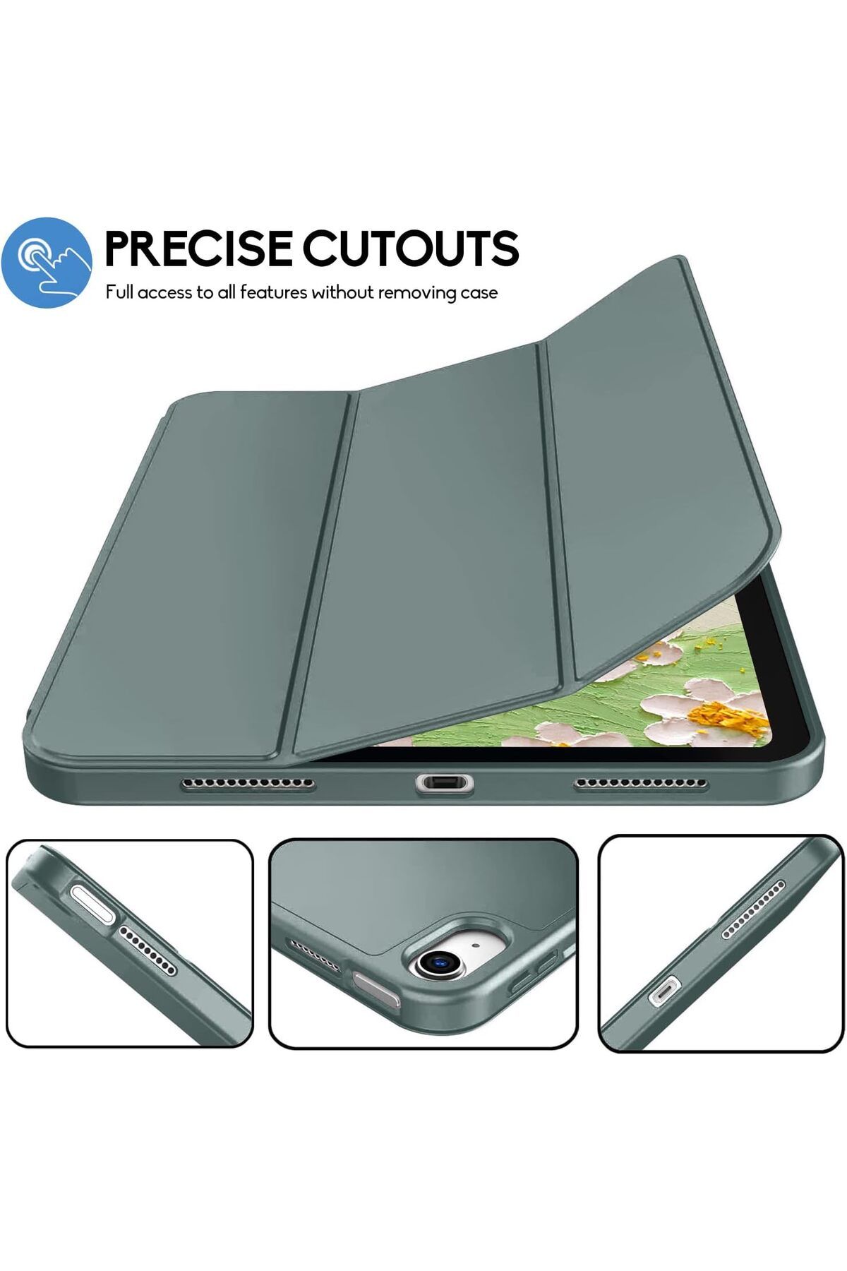 AWH-iPad 10th Gen Case (2022), Pine Green, Soft TPU, Pencil Holder, Trifold Stand & Auto Sleep/Wake 6