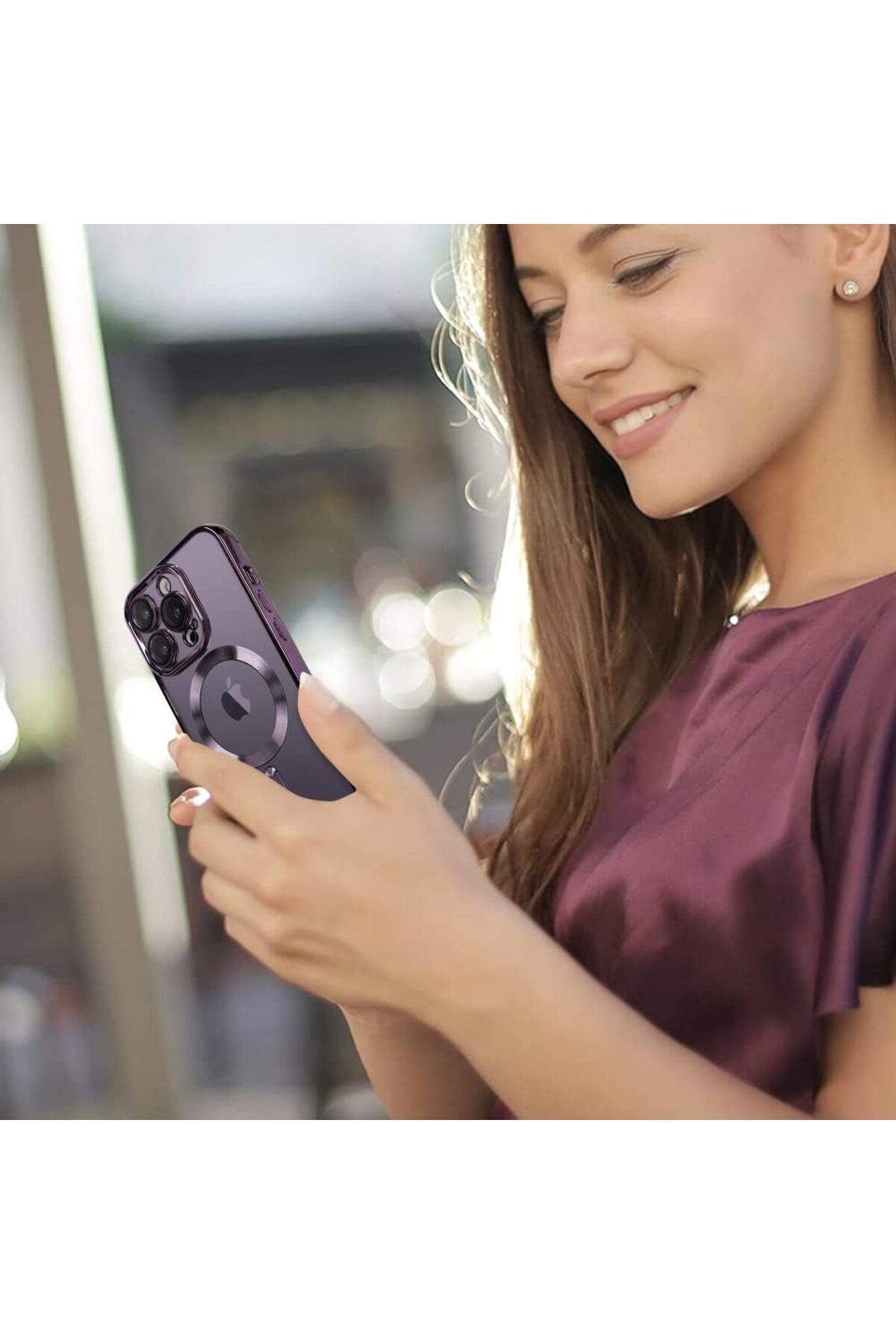 AWH-Case for iPhone 14 Pro Max with Camera Lens Protector, MagSafe Compatible, Shockproof - Purple 4