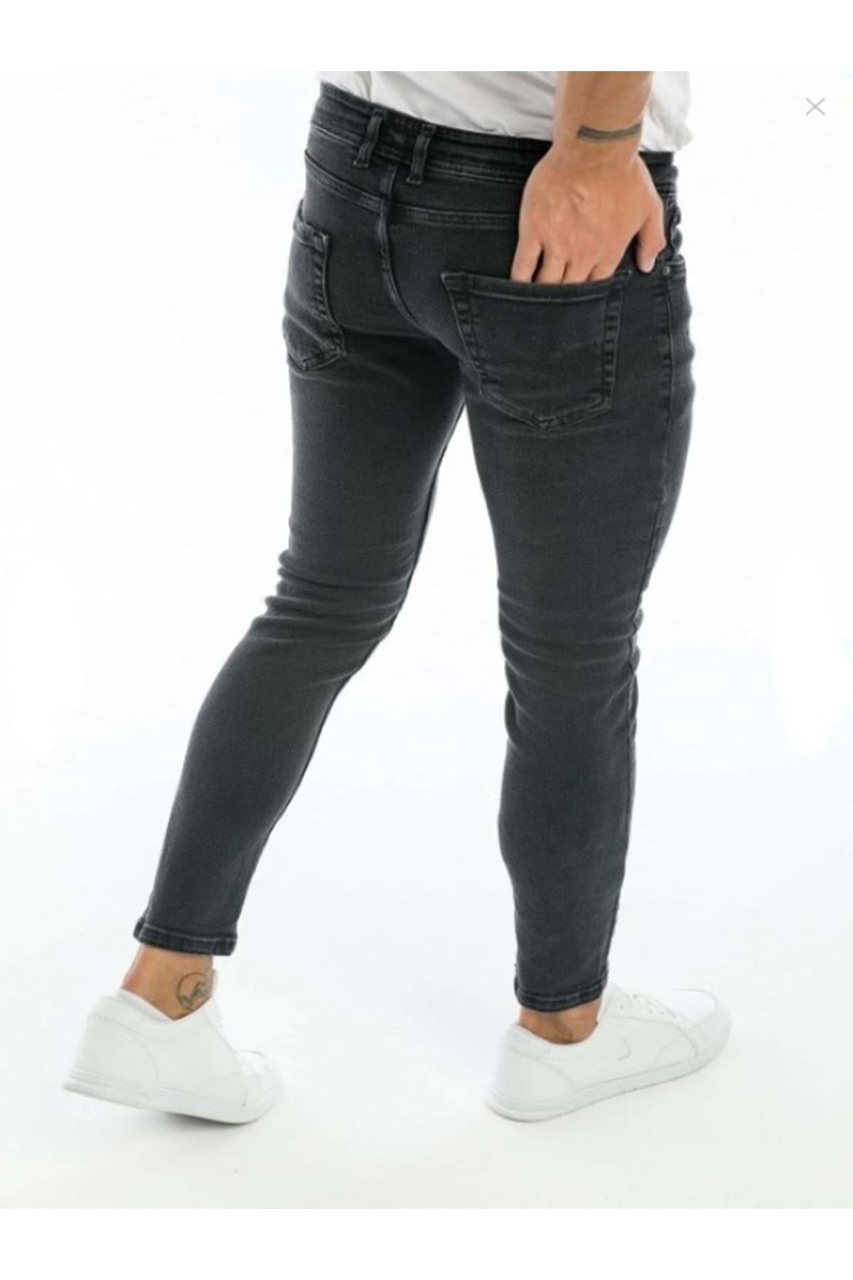 HACKER DENIM-Hacker Tom T902-720 Men's Denim Lycra Laser Cuffed Jeans - T902 - Anthracite 3