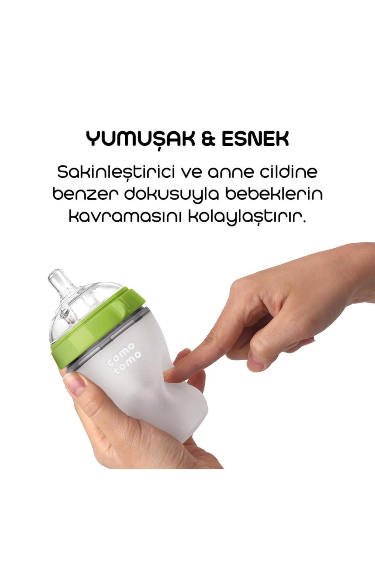 NW NessiWorld Antikolik Silikon Biberon 250 ml 3-6 Ay Yeşil fotoğrafı 5 (önizleme)