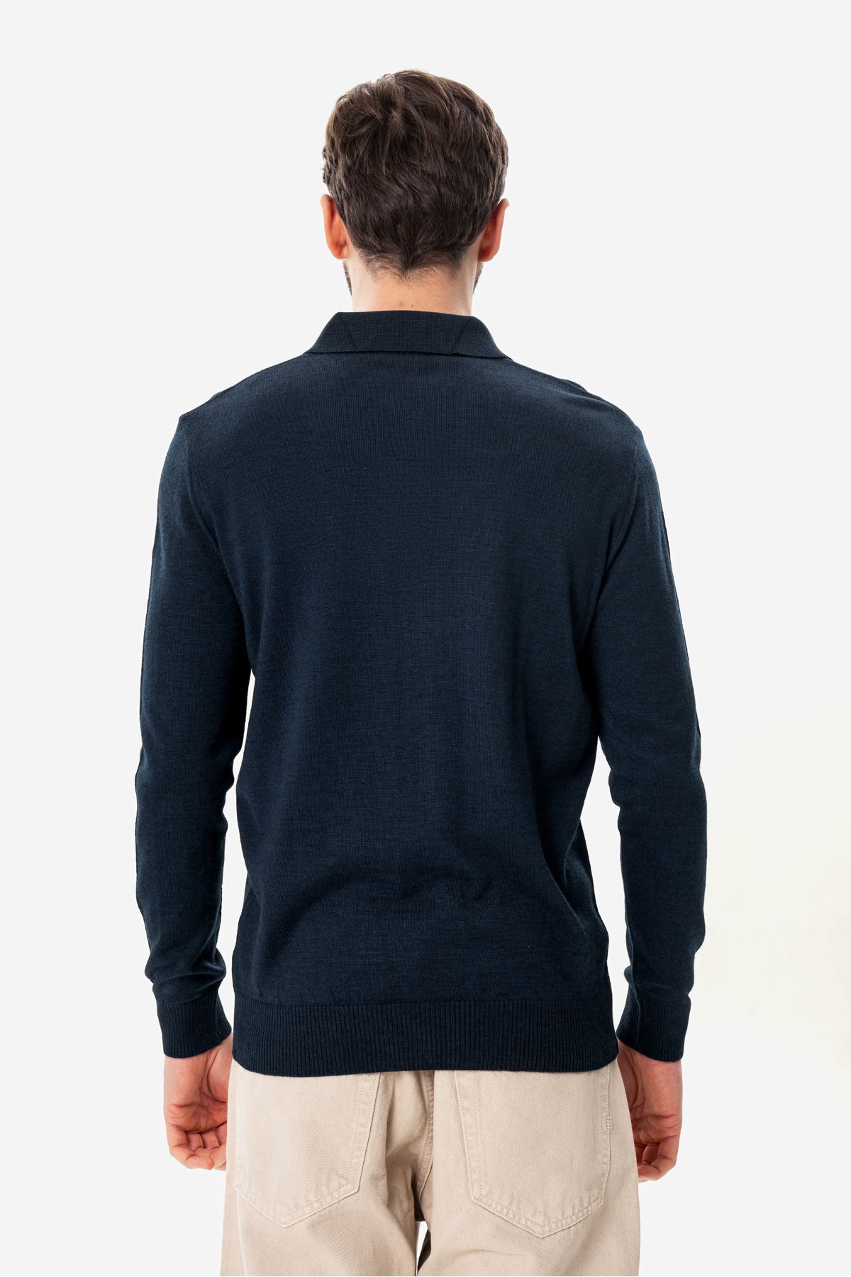 hateko-Men's 50% Wool Petrol Blue Polo Neck Sweater 6