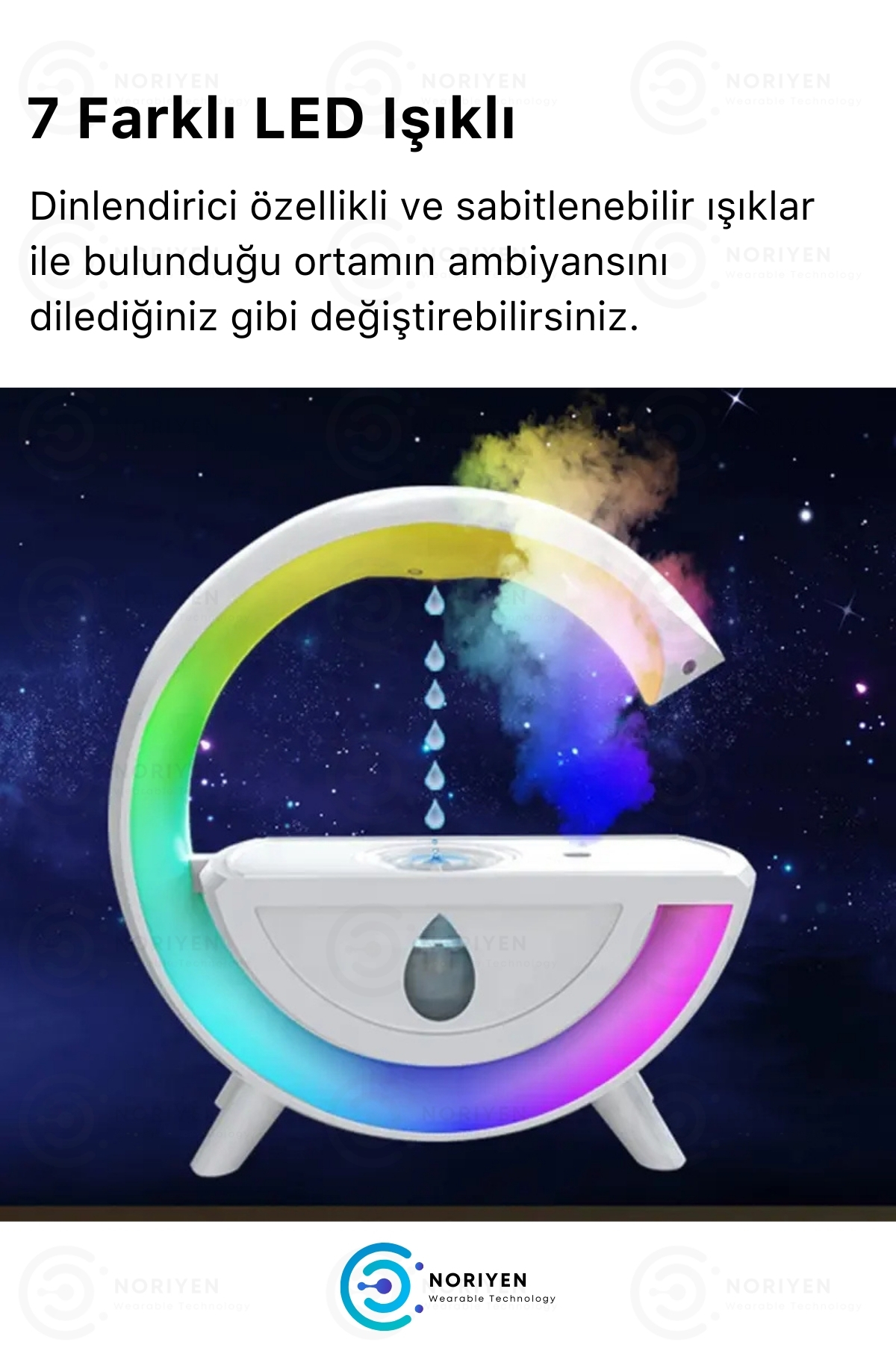 Perfect Ambiance RGB LED Işıklı Hava Nemlendirici Oda Buhar Makinesi Y13 Kablosuz Bluetooth Hoparlör