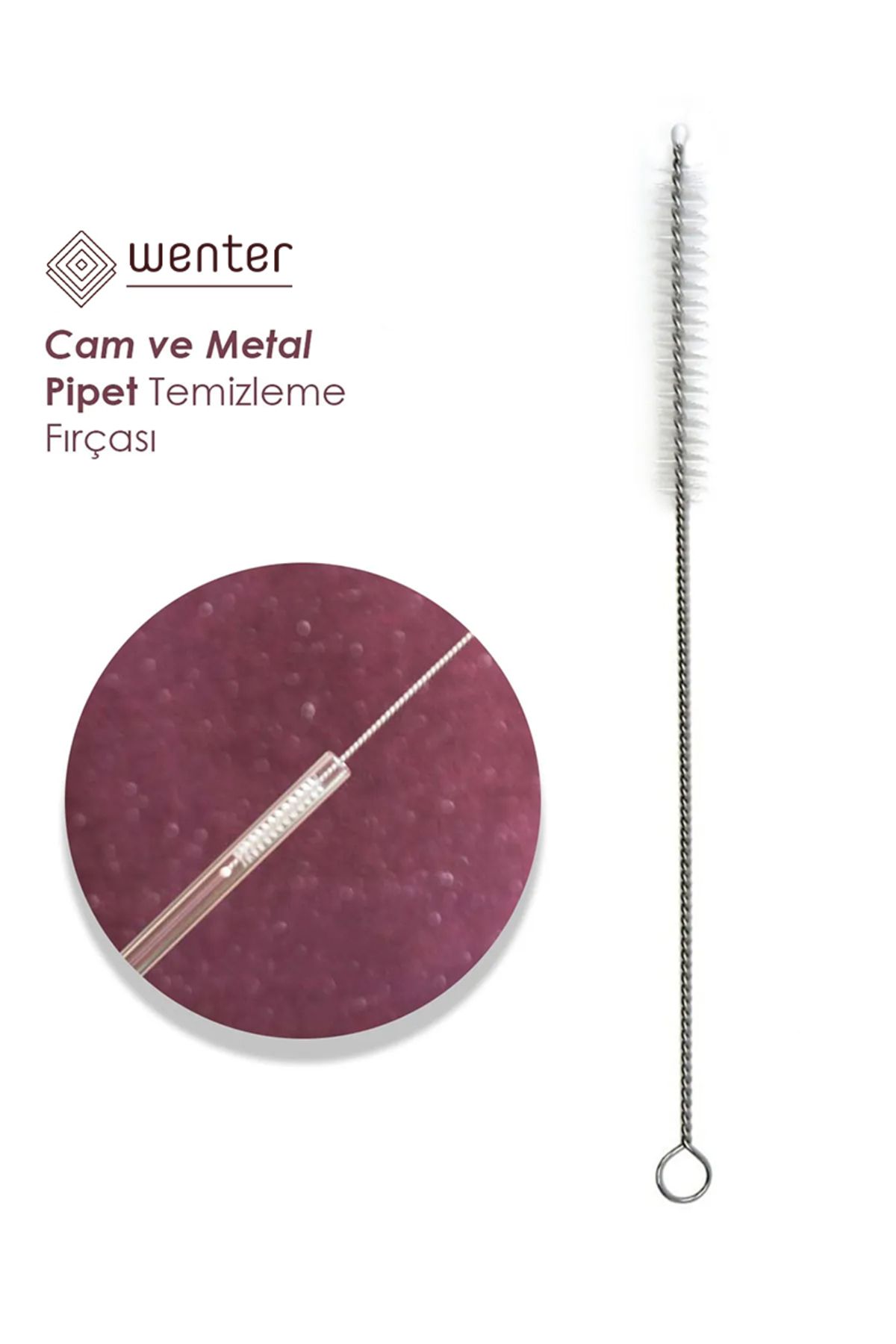 Pratik Cam Ve Metal Krom Pipet Temizleme Fırçası | Pipet Temizlik Fırçası - 1 Adet