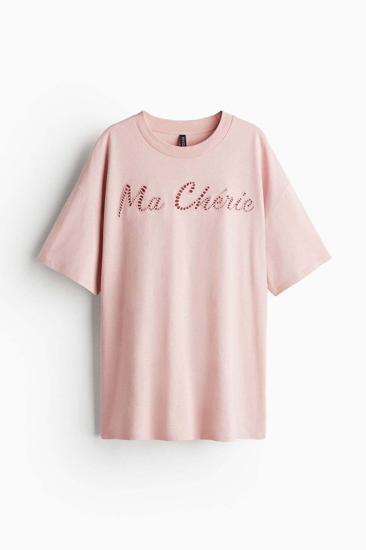 H&M-تي شيرت كبير الحجم بتفاصيل نقوش 2
