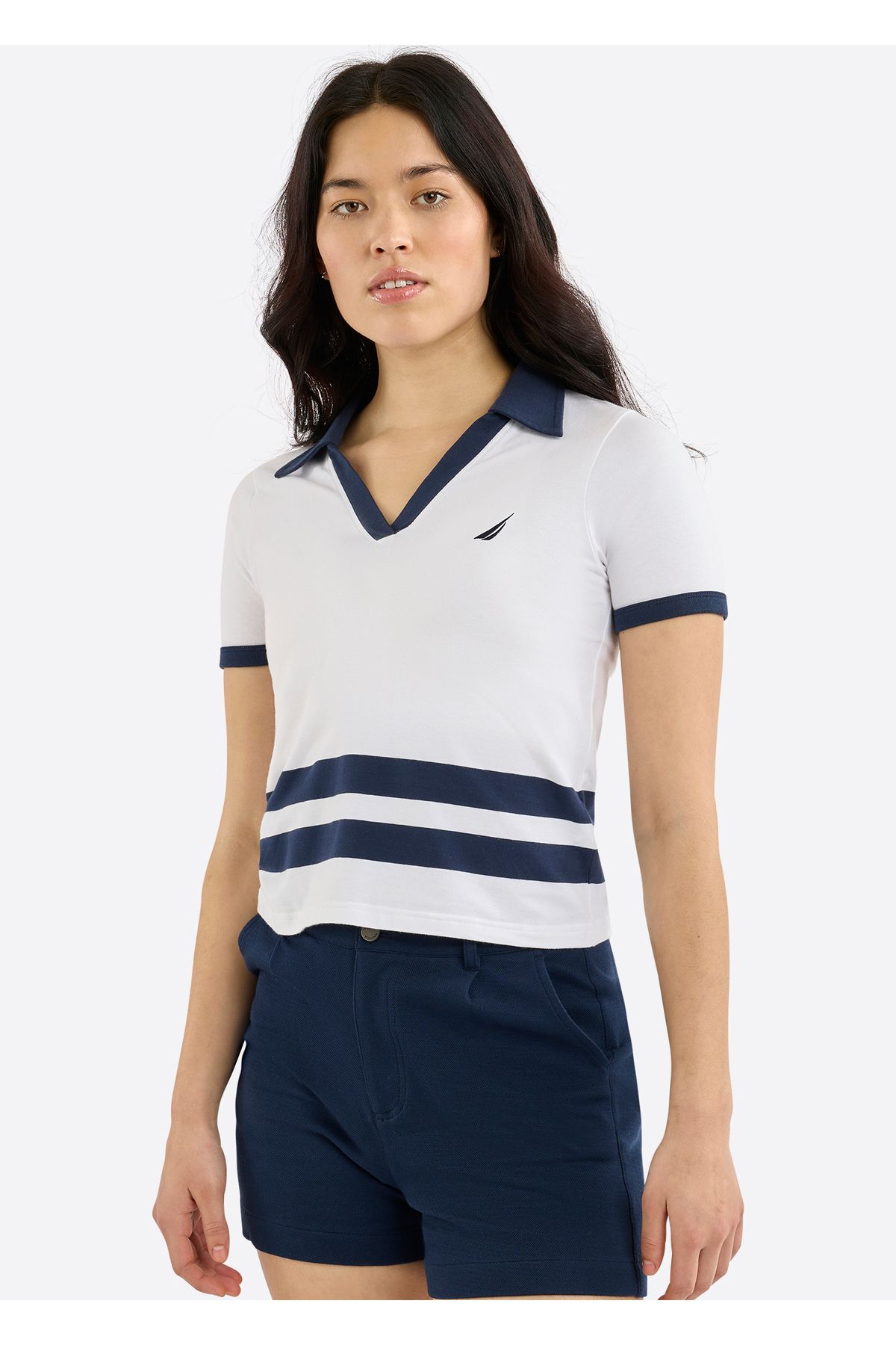 Nautica-Women's Cotton White Polo Shirt, Stylish Lightweight Perfect for Casual Summer Styling 3