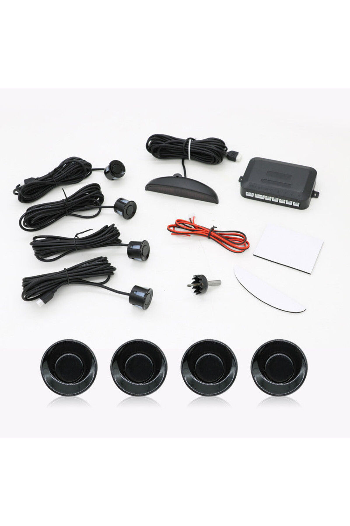 Techmaster Türkçe Ses Ikazlı Dijital Ekranlı Araç Park Sensör 4 Sensör Siyah