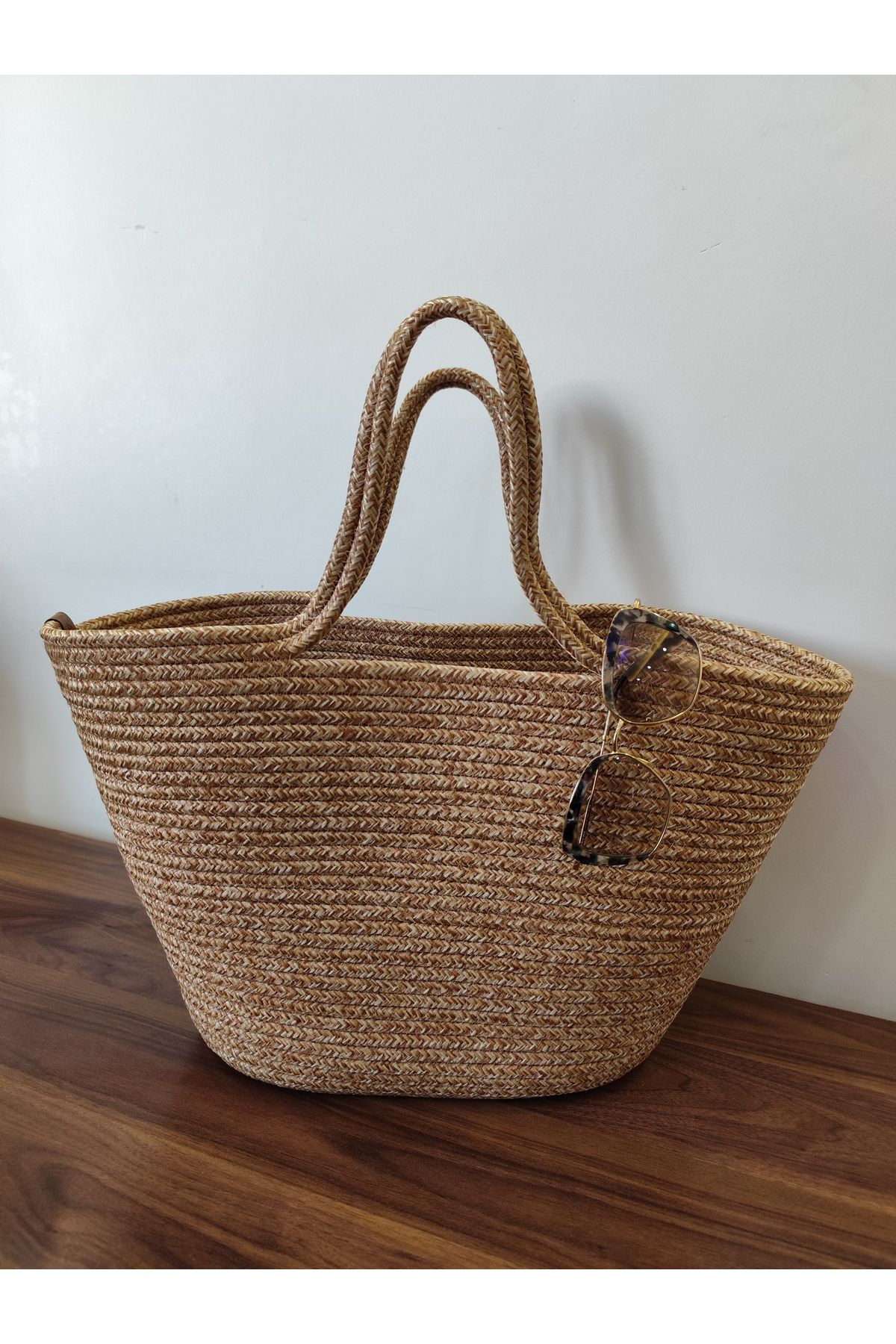DENSITY-Straw Beach Bag Handmade Arm Bag with Three Strings Sewn 3