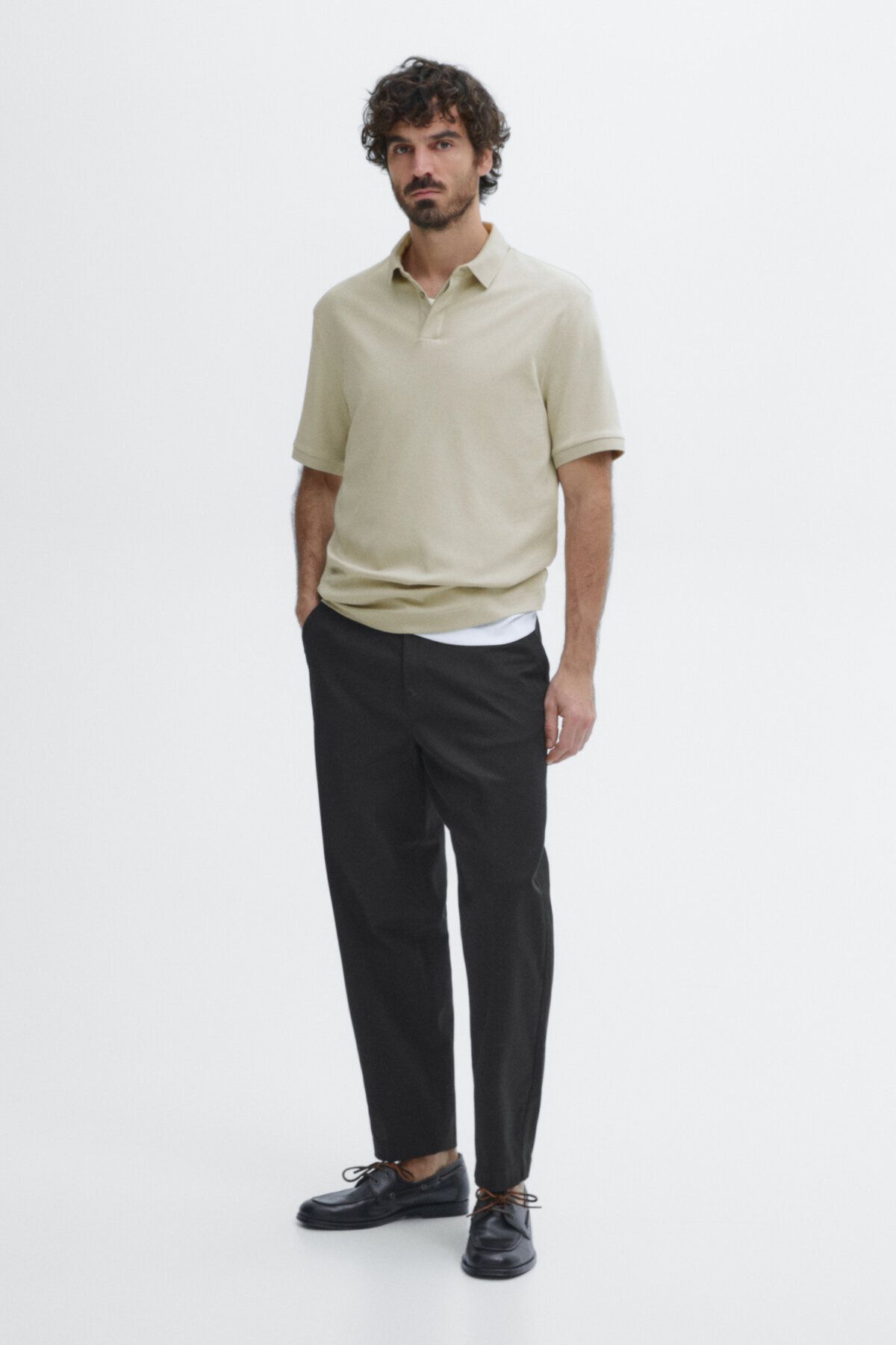تی شرت چوگان بافتنی آستین کوتاه Massimo Dutti