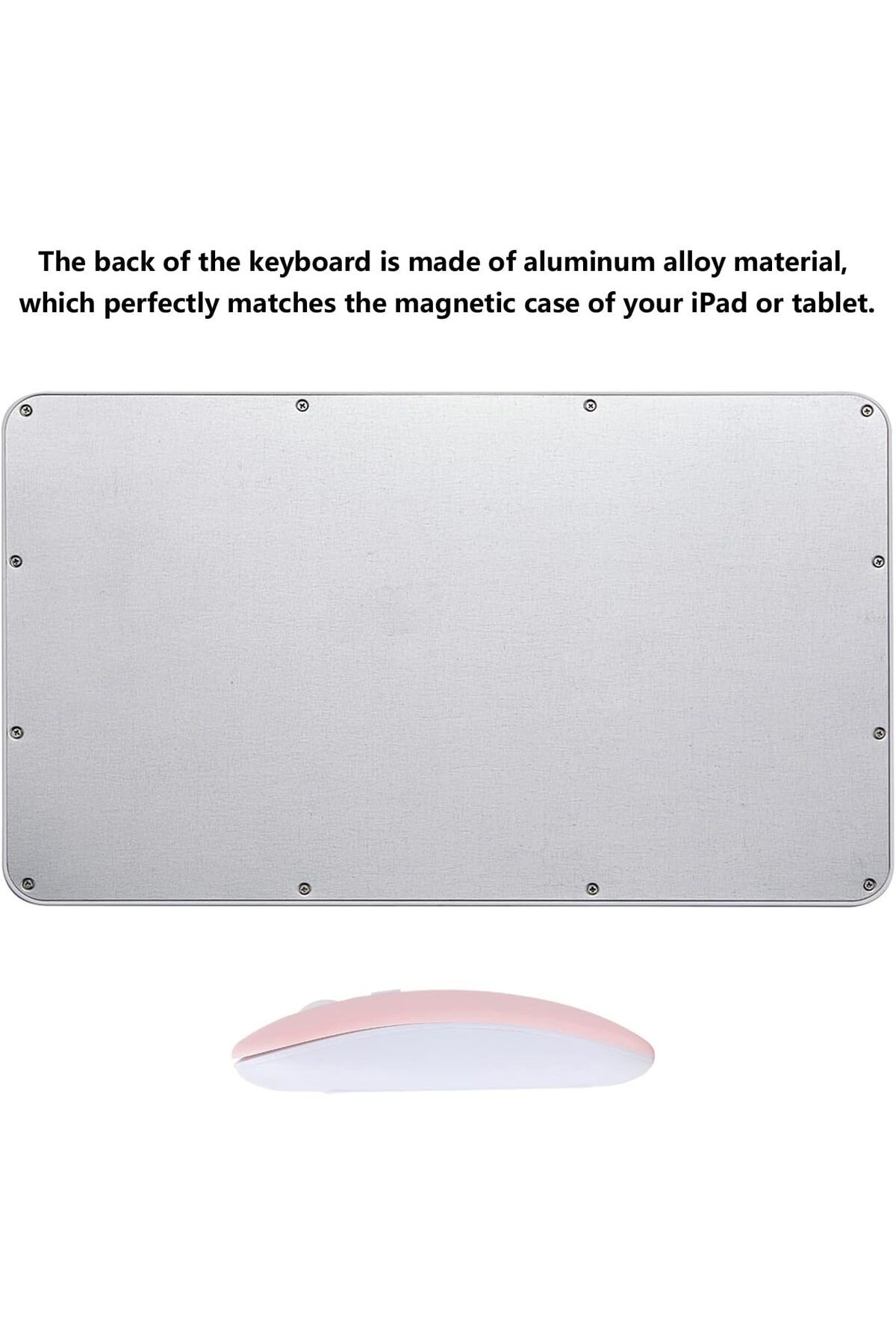 AWH-Rechargeable Bluetooth Keyboard Mouse Combo Ultra-Slim Wireless Set IOS, Android  Windows (Pink) 5