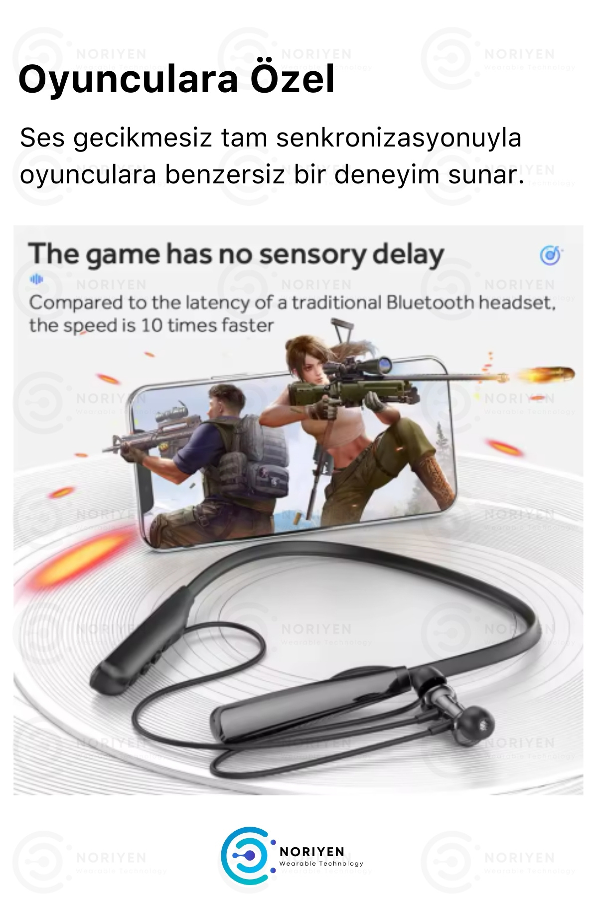 Premium Sports 100 Saat Şarj Kapasiteli Su Geçirmez Boyun Bantlı Sporcu Stereo Bluetooth Kulaklık