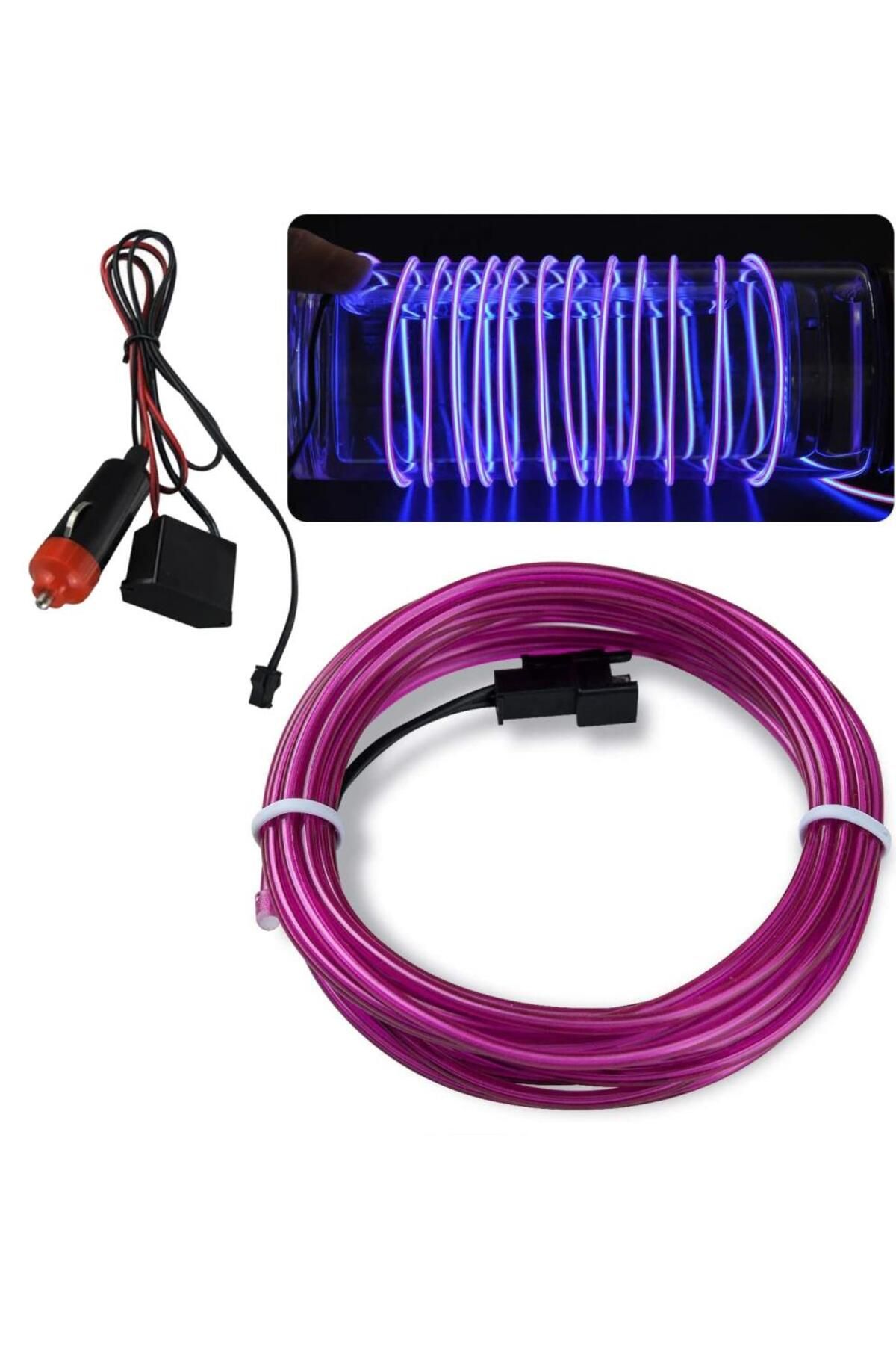 Araç Içi Torpido Şerit Ledi Renkli Ip Neon Led 5 Metre Mor