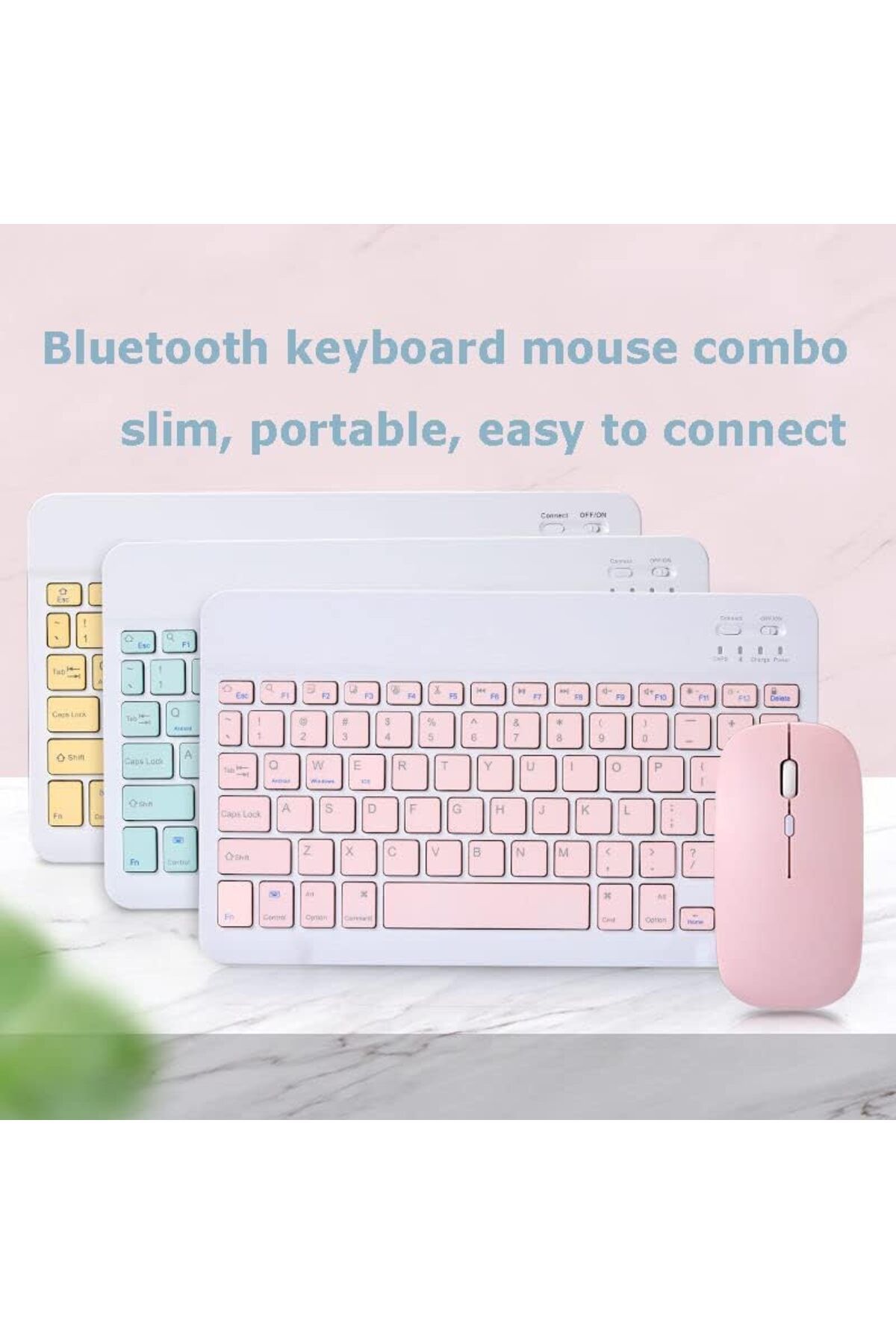 AWH-Ultra-Slim Bluetooth Keyboard  Mouse Combo, Rechargeable Compact Set iPad, iPhone, Android  PC 5