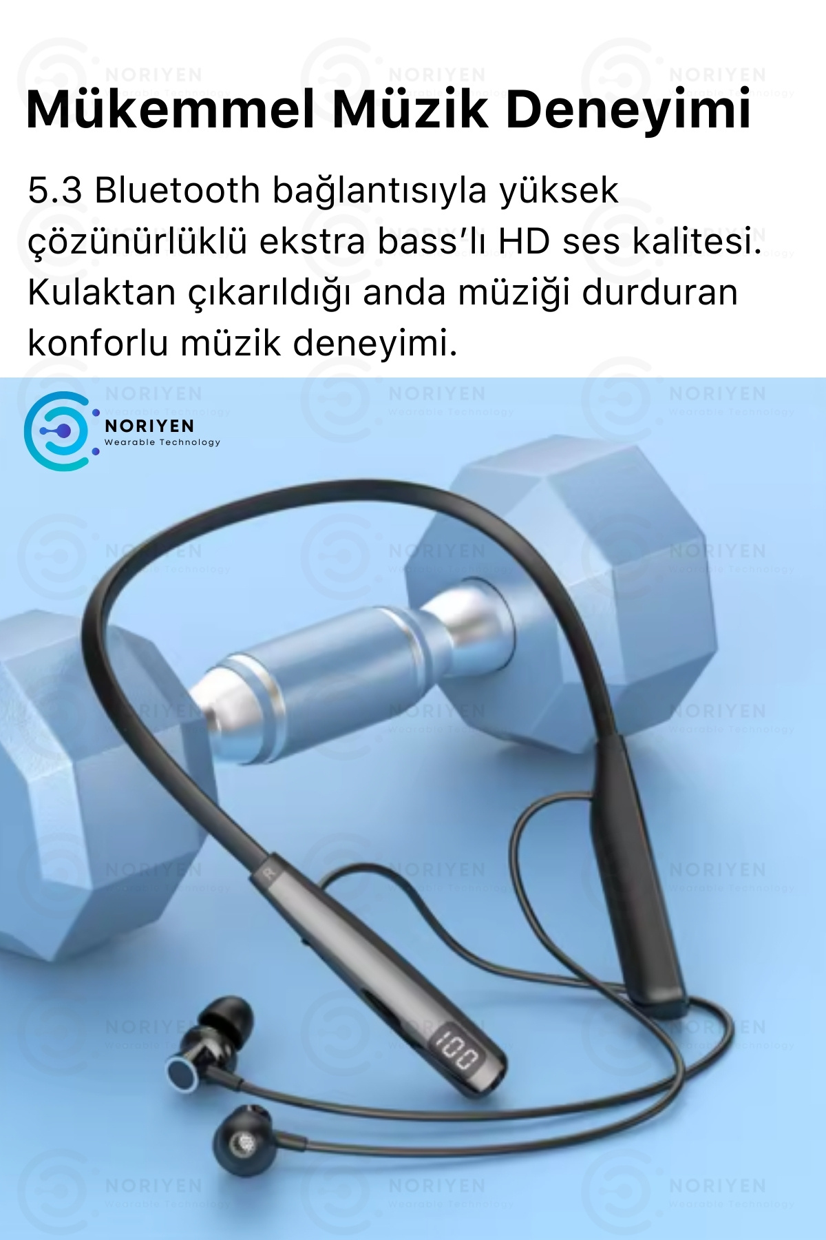 Premium Sports 100 Saat Şarj Kapasiteli Su Geçirmez Boyun Bantlı Sporcu Stereo Bluetooth Kulaklık