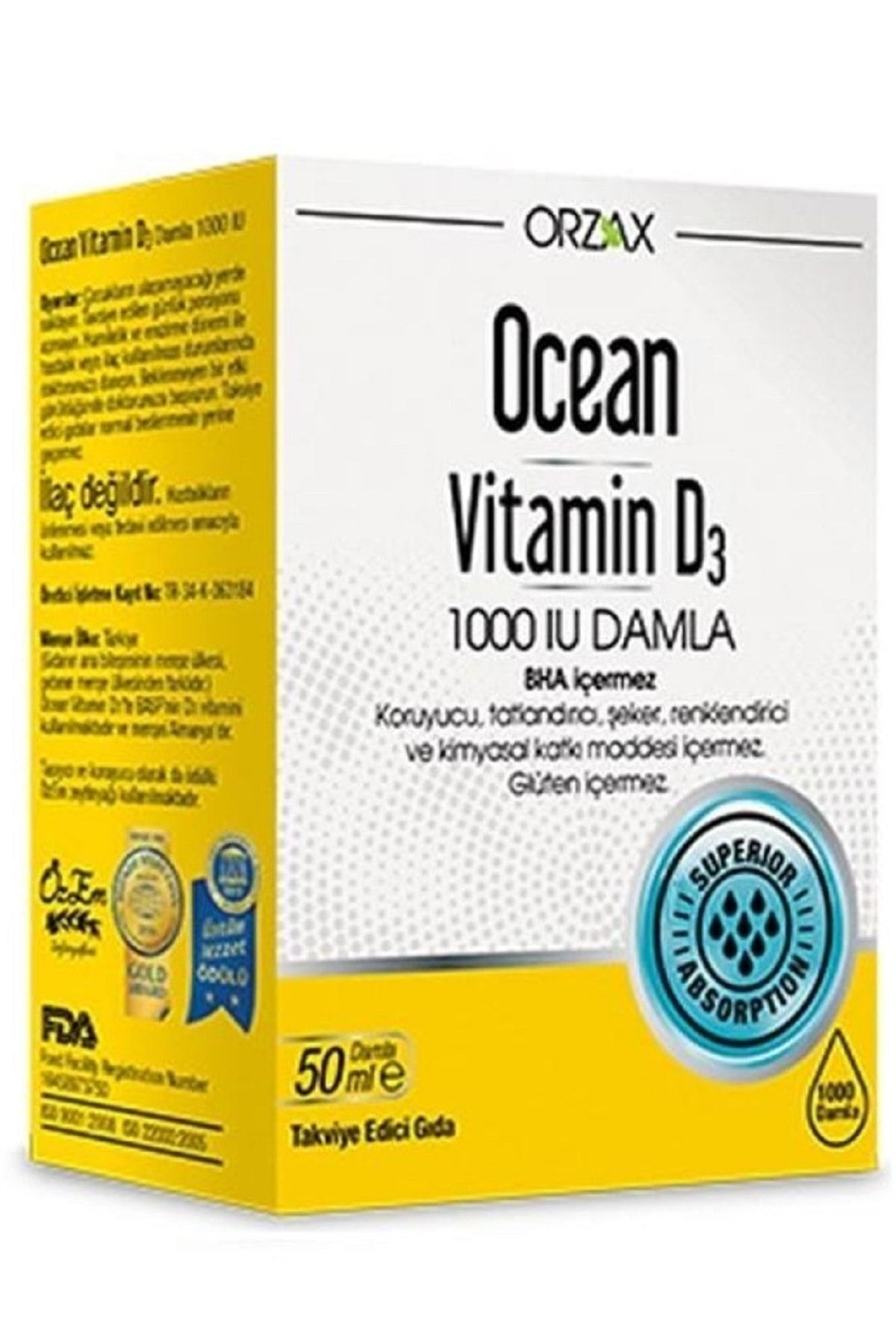 Orzax Vitamin D3 1000ıu Damla 50ml