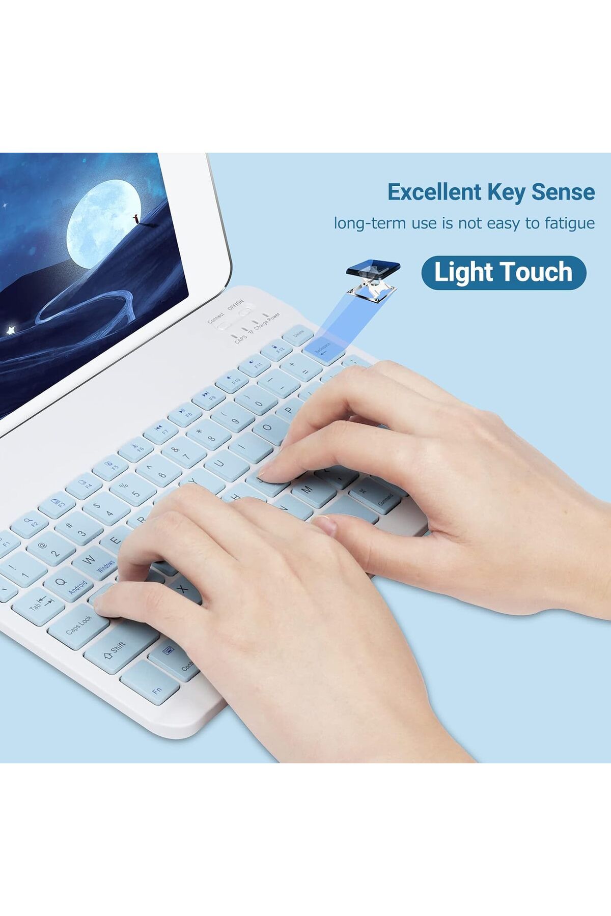 AWH-Wireless Bluetooth Keyboard & Mouse Combo, Ultra-Thin 2.4GHz Set  iOS, Android Windows (Blue) 3