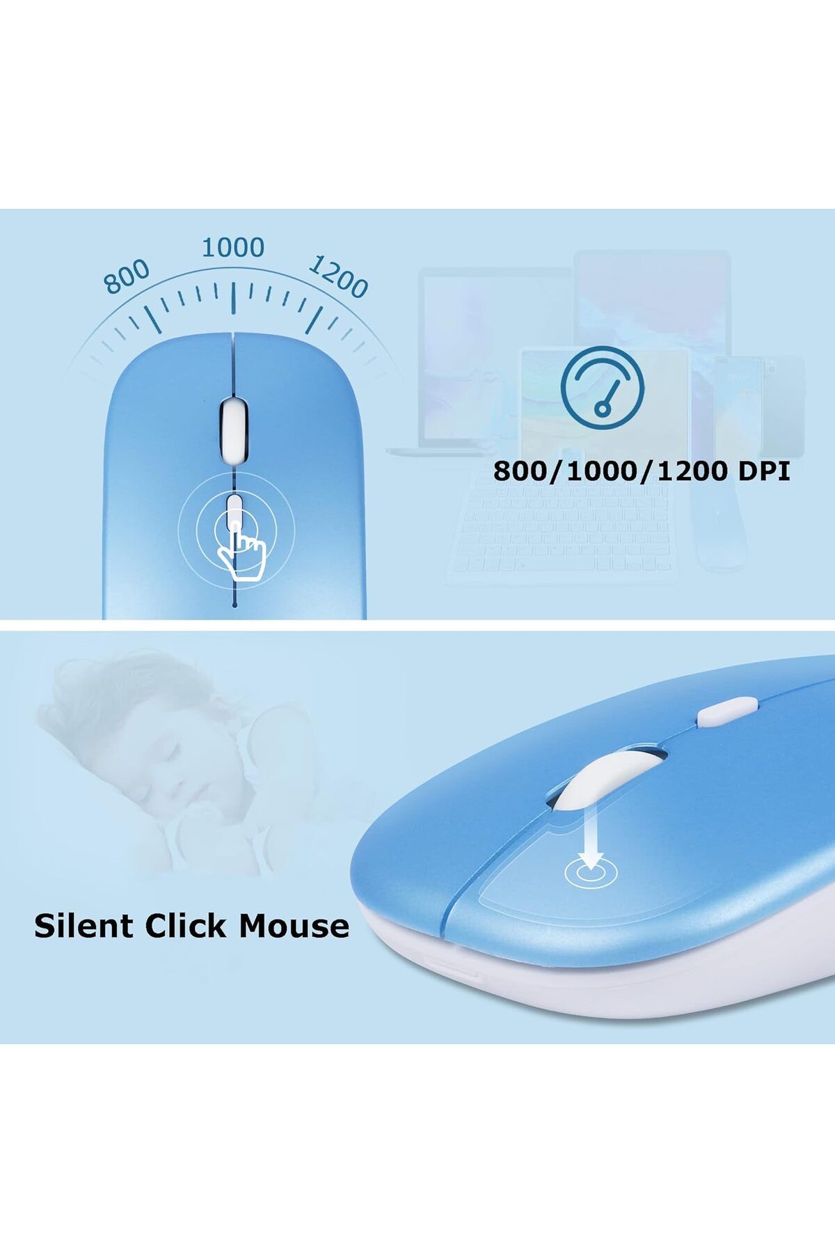 AWH-Ultra-Slim Bluetooth Keyboard  Mouse Combo, Rechargeable Compact Set iPad, iPhone, Android  PC 4
