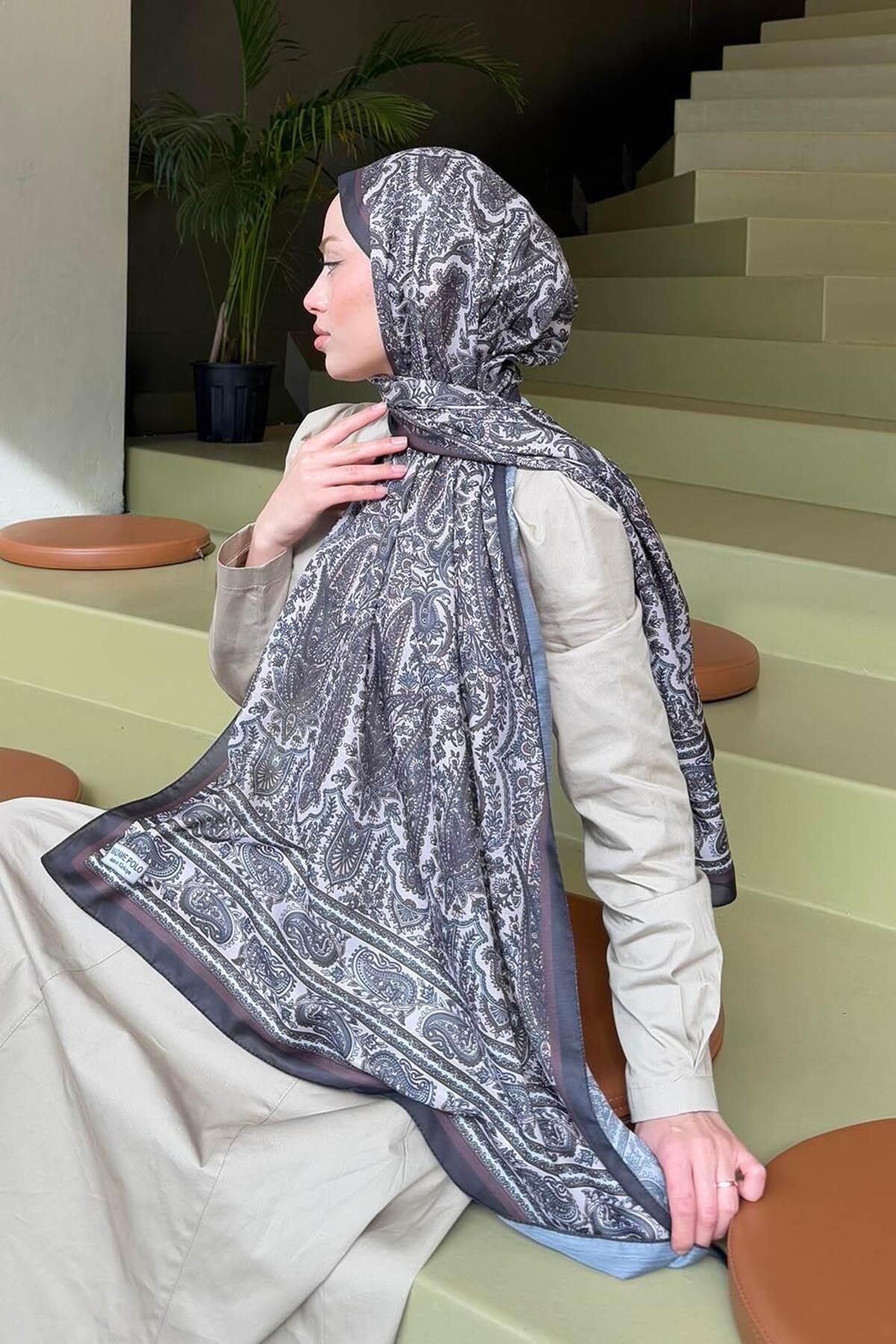 lamelif.com-Soft Retro Patterned Black Mink Shawl 4