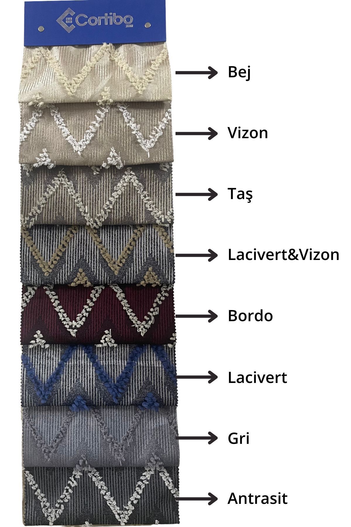 Cortibo-Gray Verona Patterned Background Curtain - Pleated Free 6