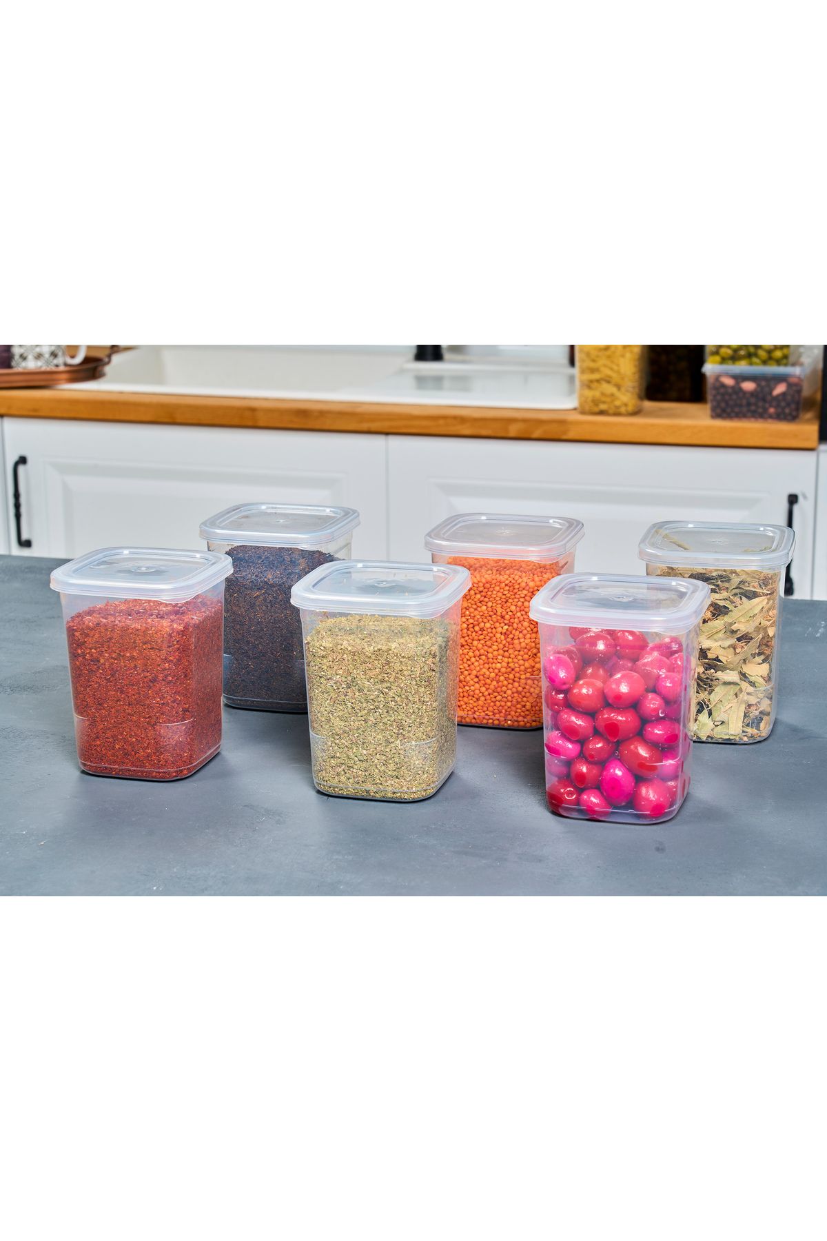 SUPERPUP-Set of 12 Self-Covered Square Storage Containers Food and Condiment Set 1150 ml 4