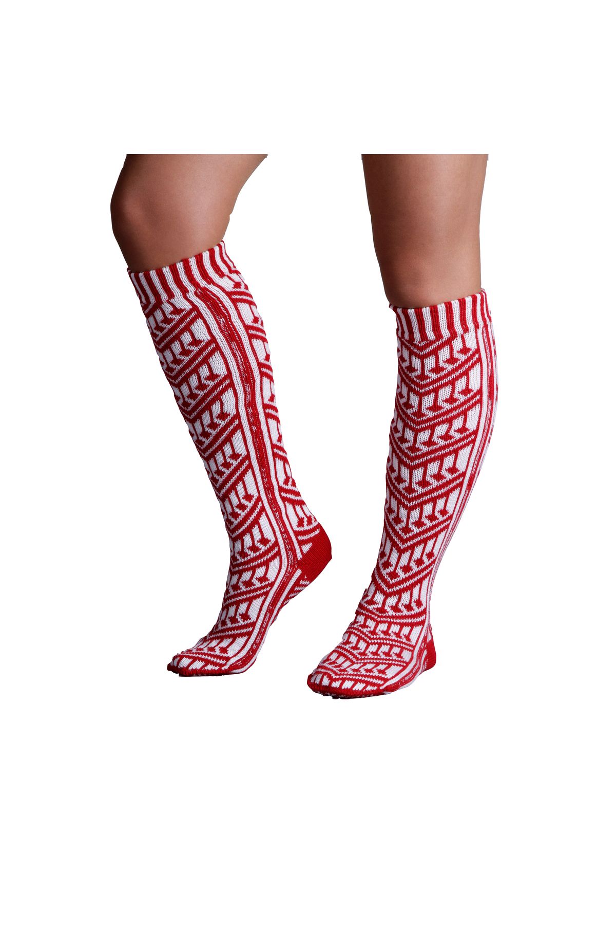 Armelit-Black Sea Local Patterned Red Long Casual Woven Socks 2