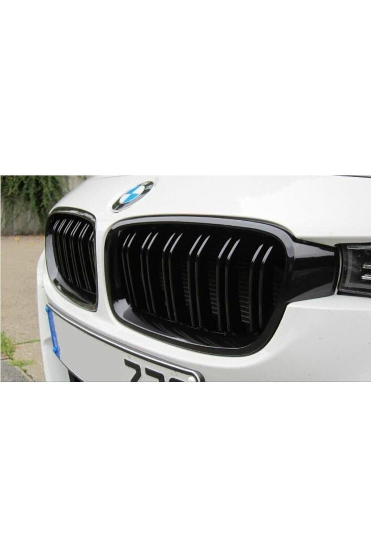 BoostZone Bmw f30 çift çizgi ön panjur ızgara 2012 - 2018 Uyumlu krom siyah