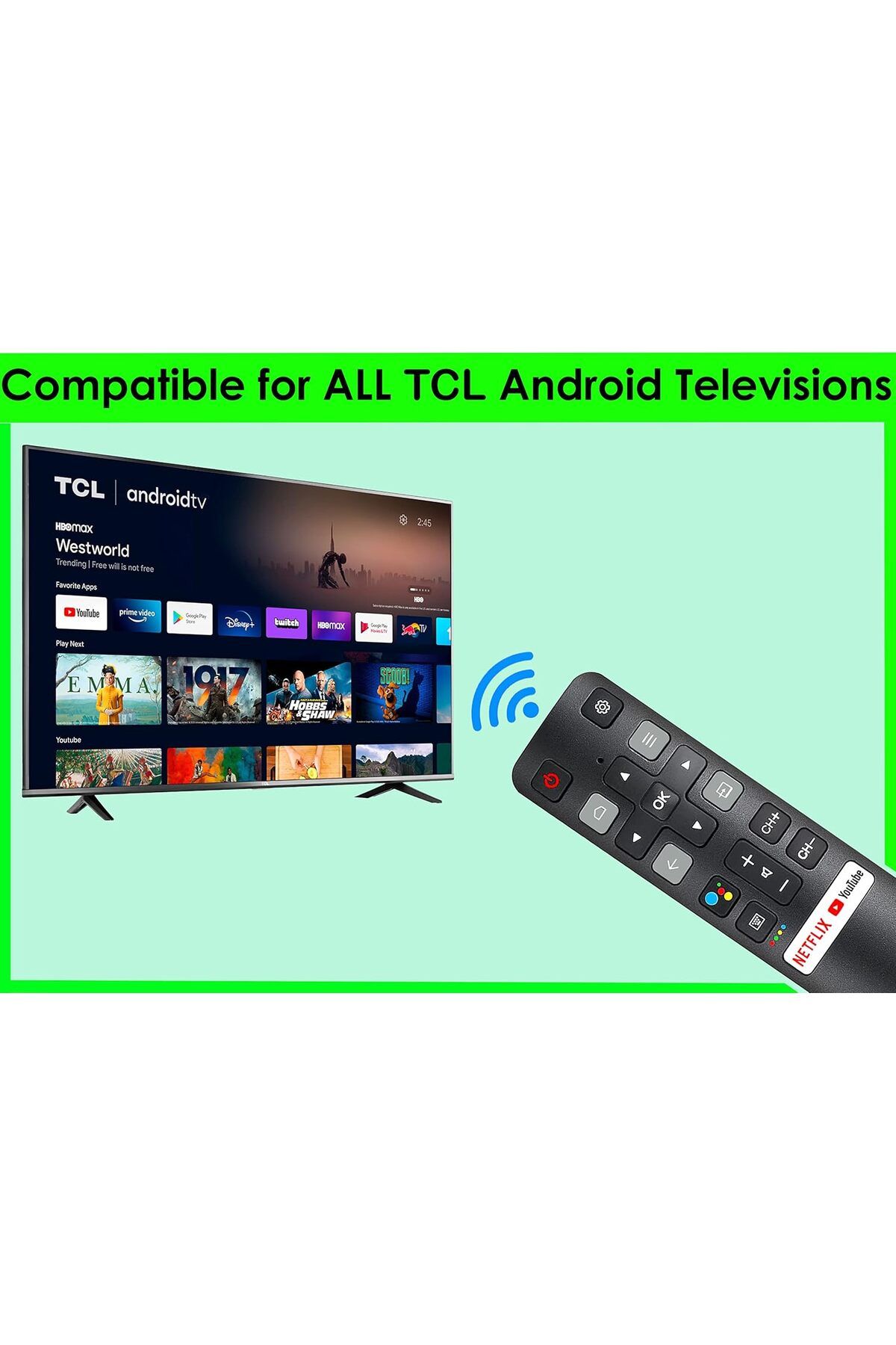 AWH-New RC802V Voice Command Smart Remote Compatible for All Android 4K UHD TCL Smart Televisions. 3
