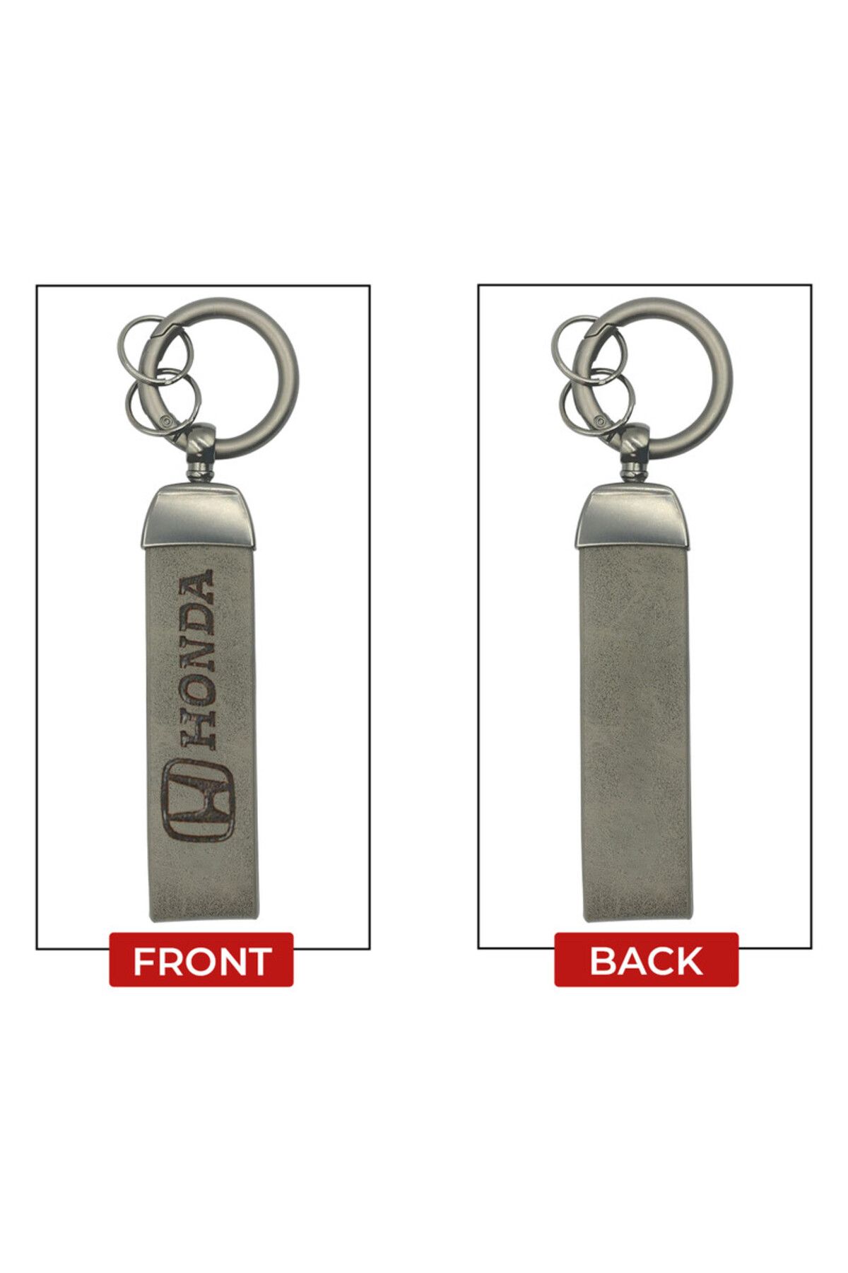 Honda-Car Keychain with Metal Ring, PU Leather Strap, 9cm - HONDA Logo, Home & Car Use, 1 PCS 5