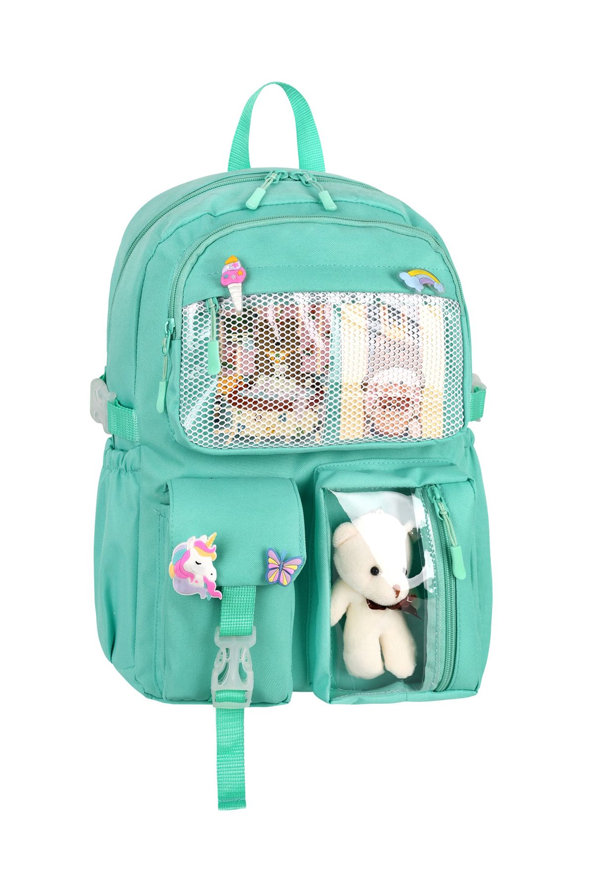 barberri-Korean Style Blr-11-6002 School Bag Girls' and Boys' Backpack with Accessories and Teddy Bear 1