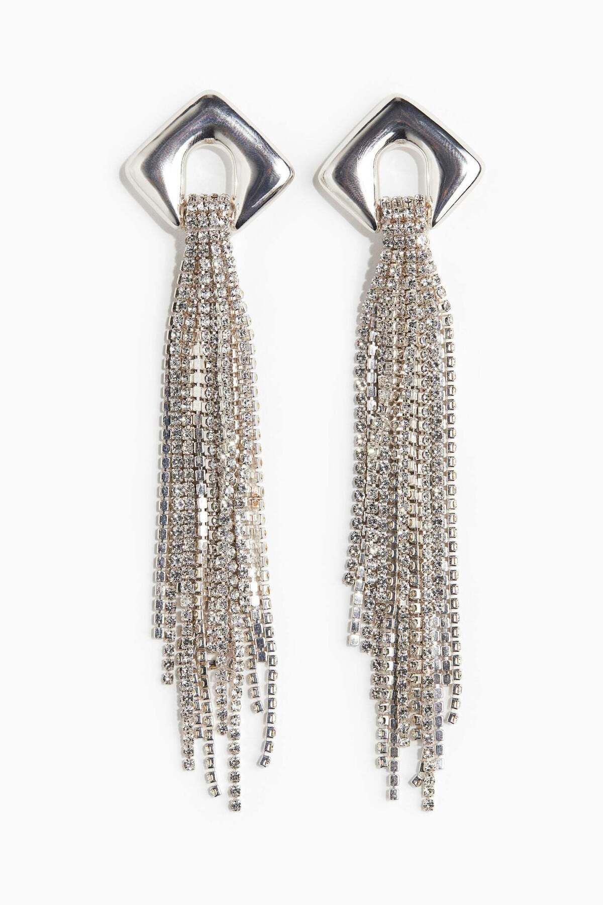 H&M-Long rhinestone-chain earrings 1