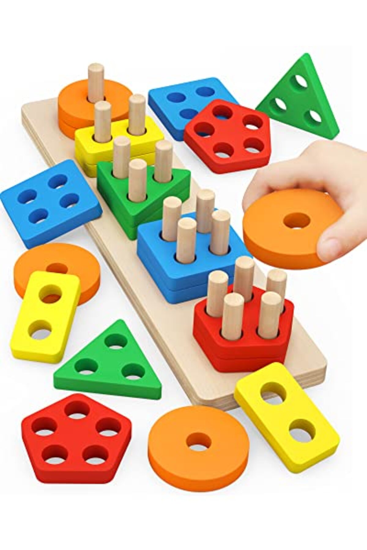 اسباب‌بازی‌های چوبی مرتب‌سازی و چیدن برای کودکان ۱ تا ۳ ساله، هدیه آموزشی مرتب‌ساز شکل