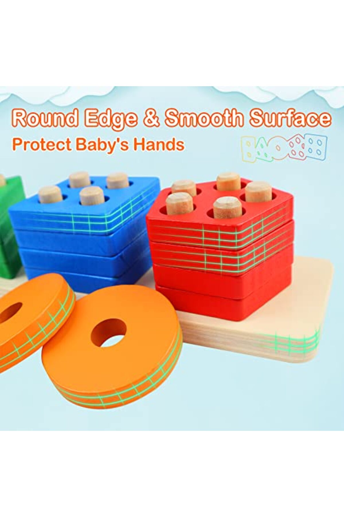اسباب‌بازی‌های چوبی مرتب‌سازی و چیدن برای کودکان ۱ تا ۳ ساله، هدیه آموزشی مرتب‌ساز شکل