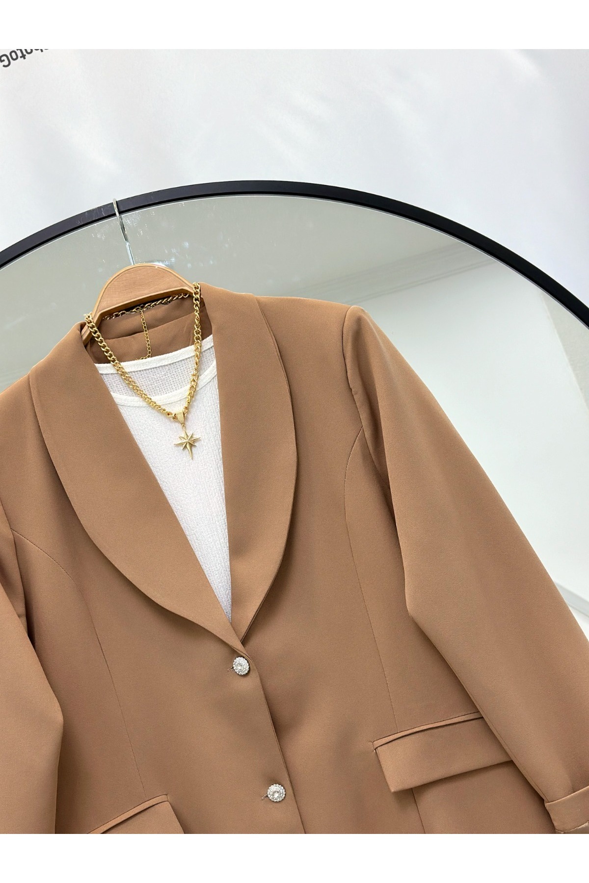 YEDİLALE-Plus Size Blazer Jacket with Stone Button [Choose Size as Description] 3
