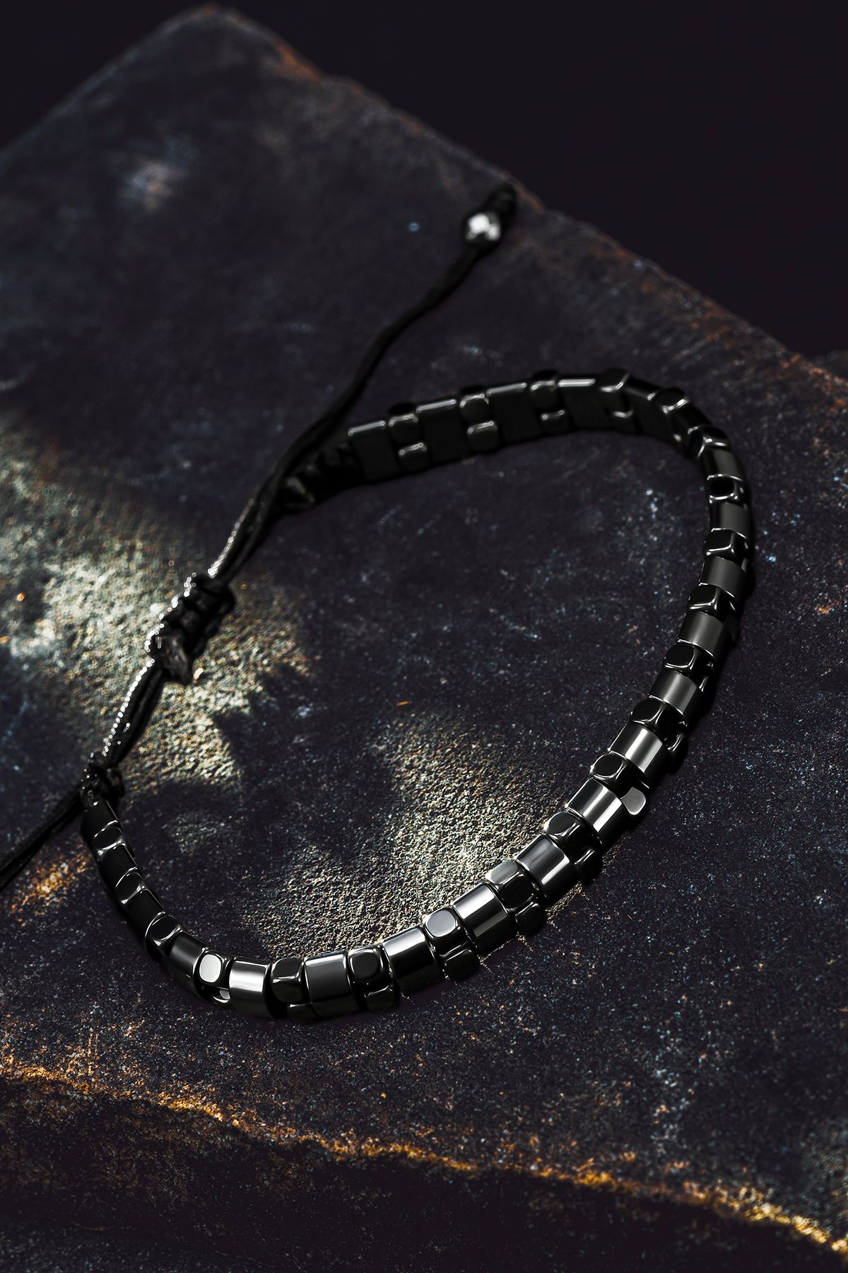 OSMANLI GÜMÜŞ-Men's Women's Natural Stone Bracelet - Black Hematite Natural Stone Macrame Model 4 Unisex Bracelet 1