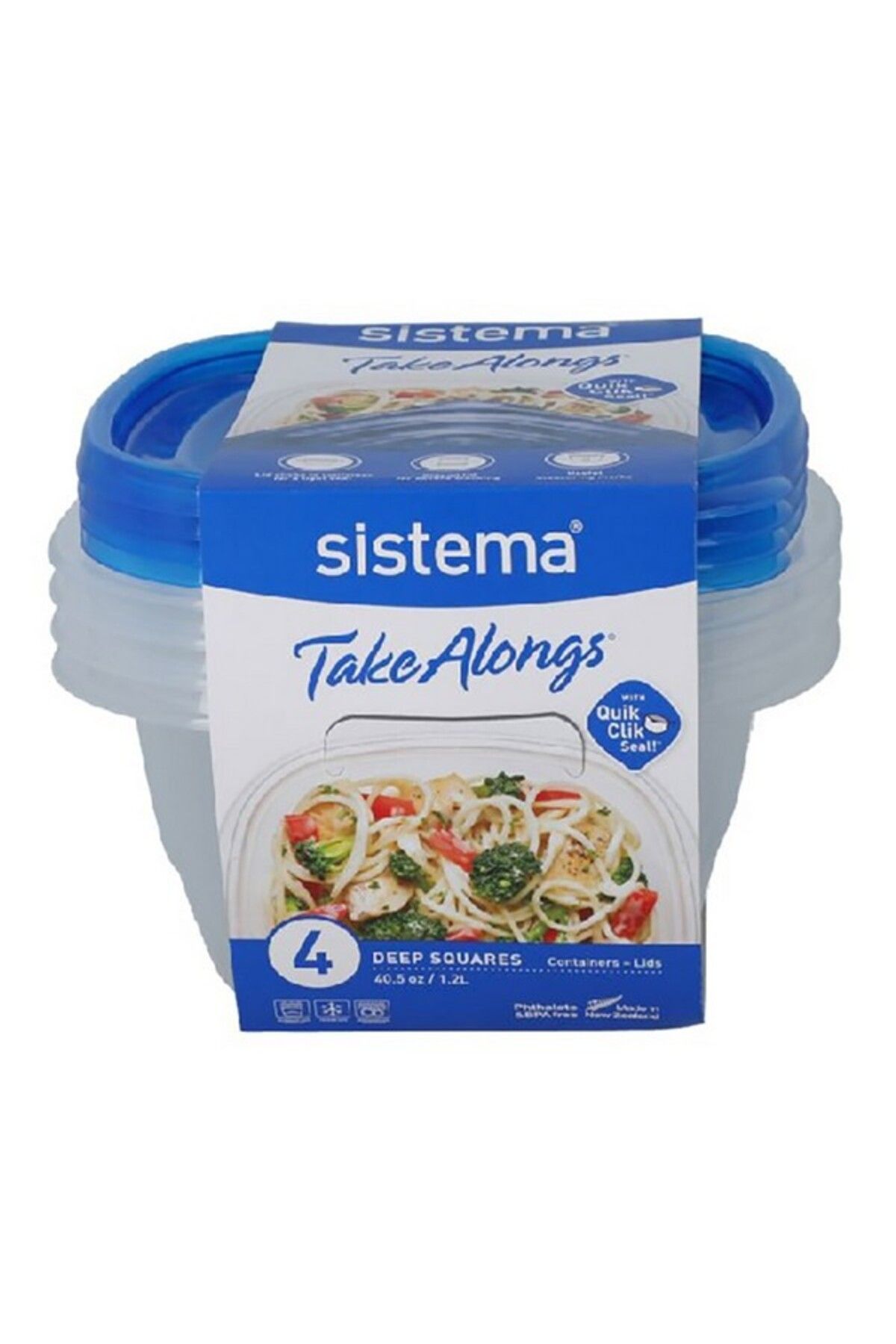 Sistema-4-Piece Take Alongs Easy Stackable Deep Square Food Container Set 1.2 Liter 1