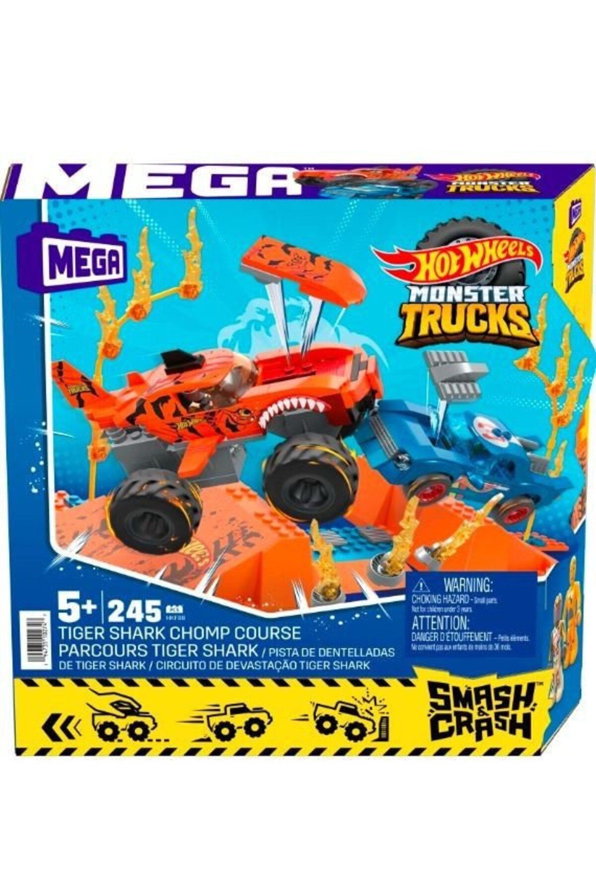 misan HKF88 MEGA™ Hot Wheels® Smash n Crash Tiger Shark Çarpışma Seti 245 parça +5 yaş