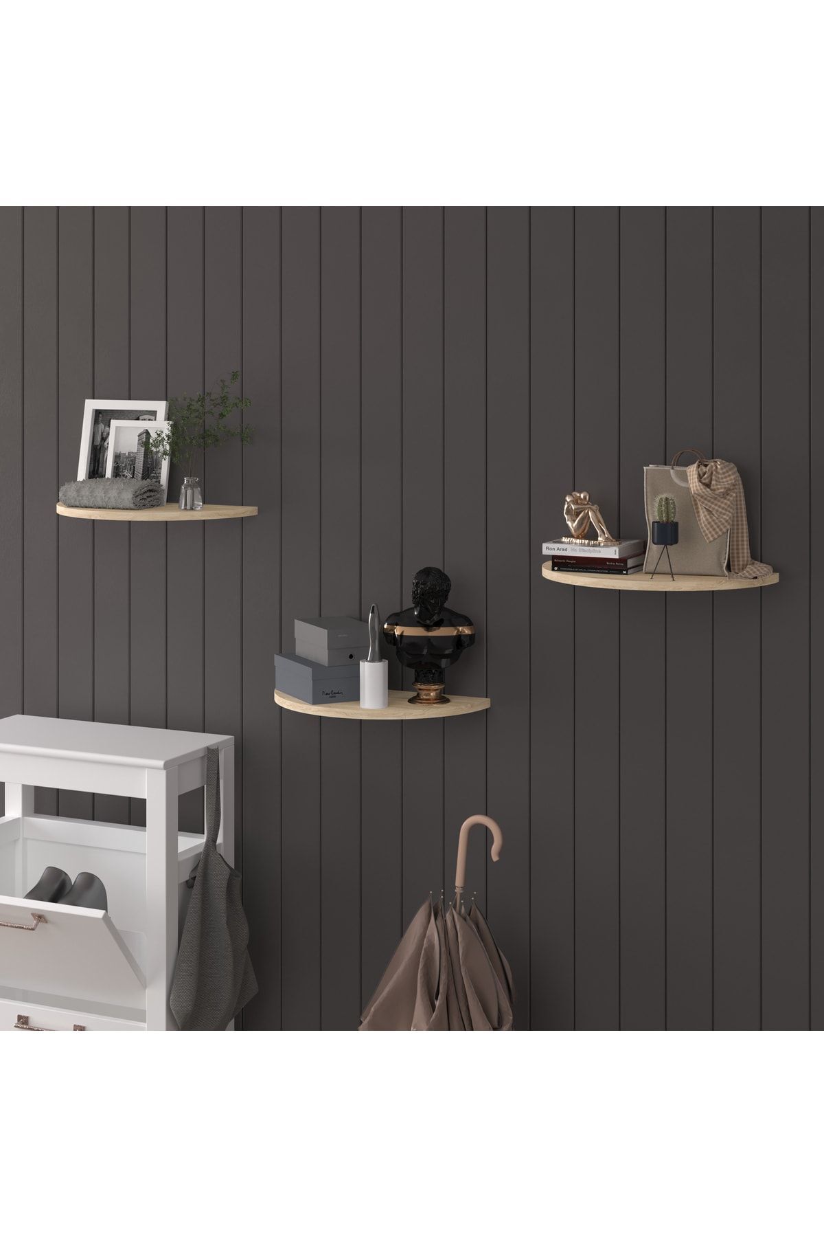 Modern 3-Piece Flying Shelf Multipurpose Wall Shelf Organizer 100% MDF Bookshelf Kitchen Bathroom Shelf DRF04