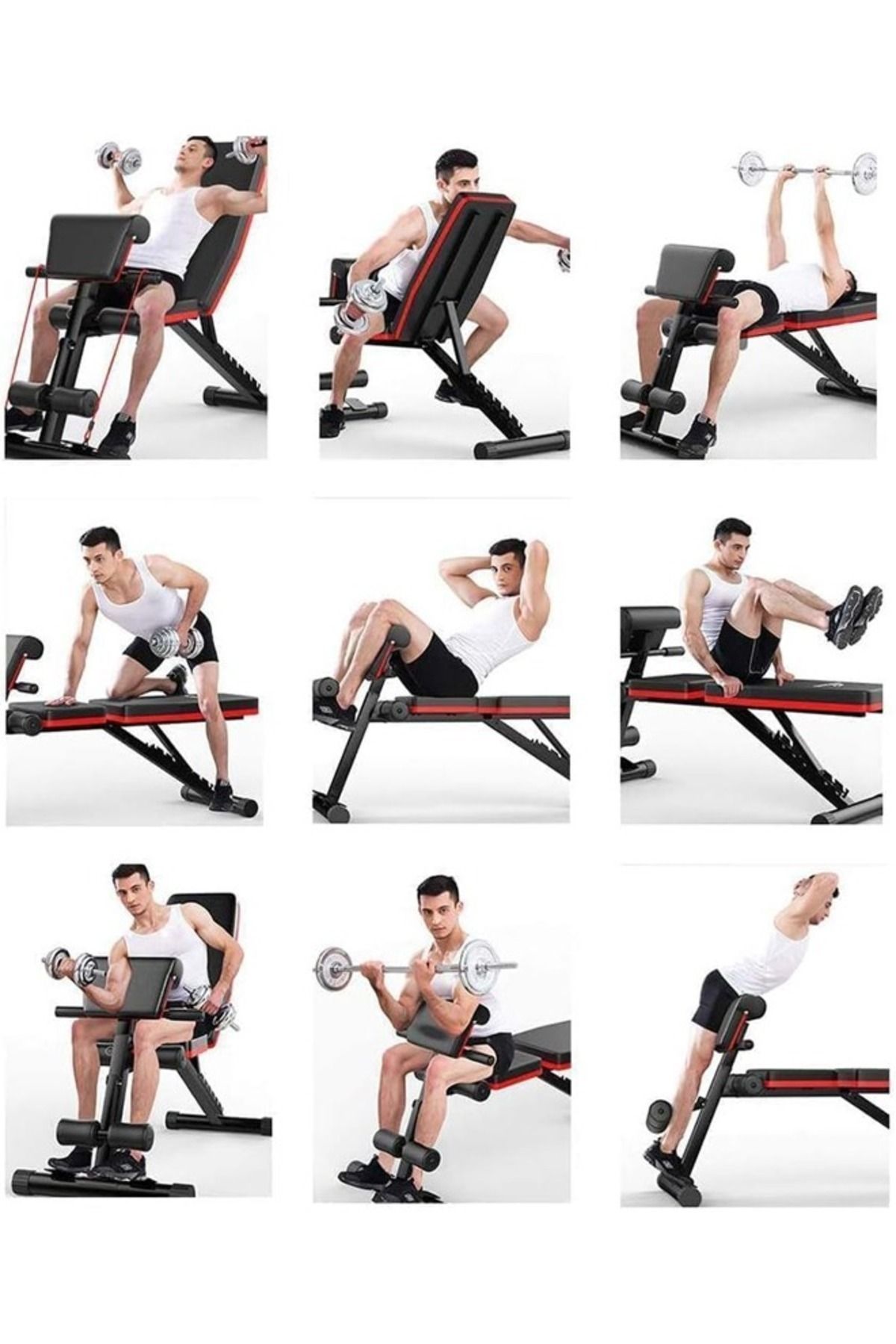 Fitness World-مقعد رفع الأثقال القابل للتعديل، مقعد صالة الألعاب الرياضية المنزلية مع مقعد تدريب متعدد الوظائف مع الدمبل 4