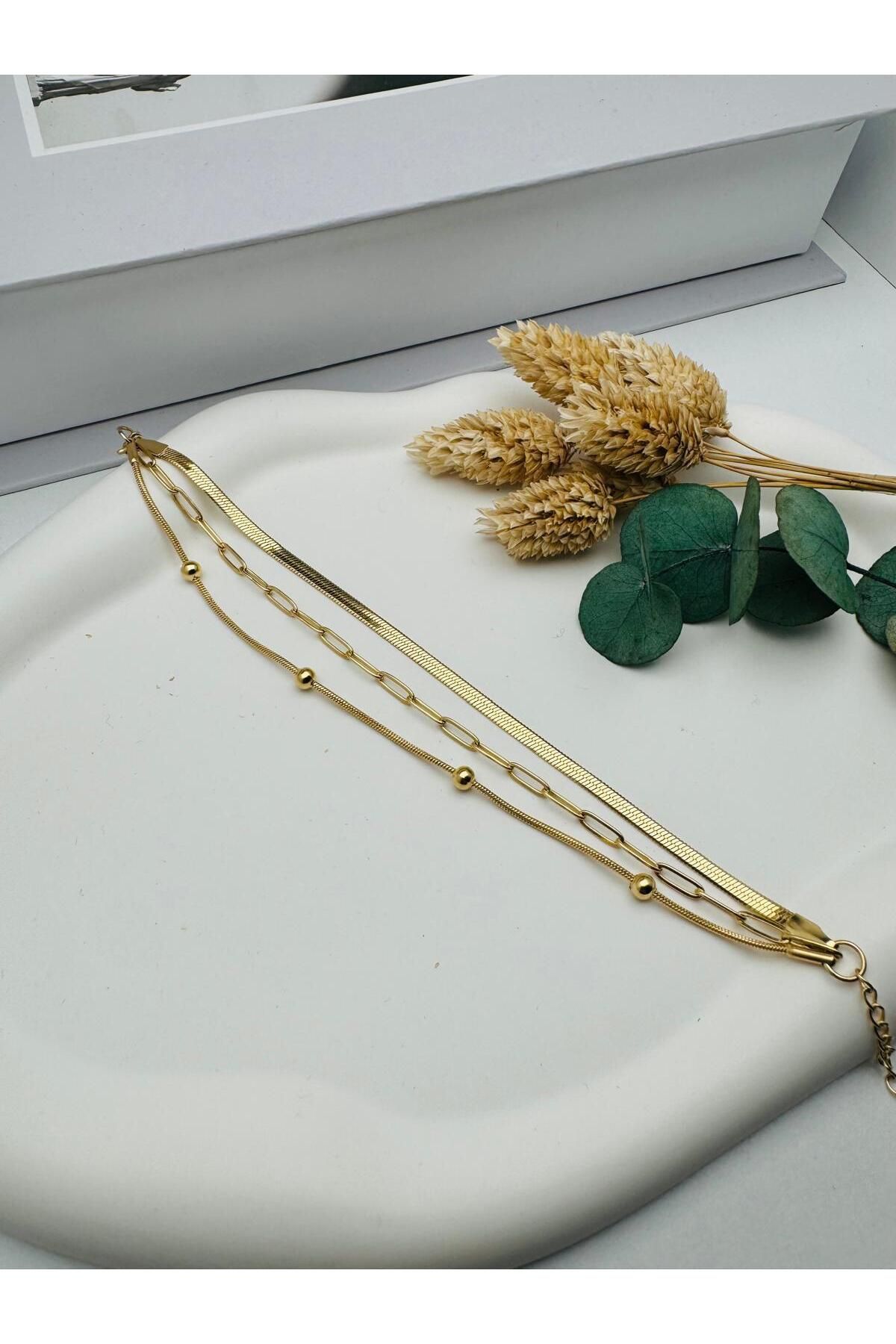 nerede bulurum İtalyan Zincirli Çelik Bileklik (gold) Blk 2127