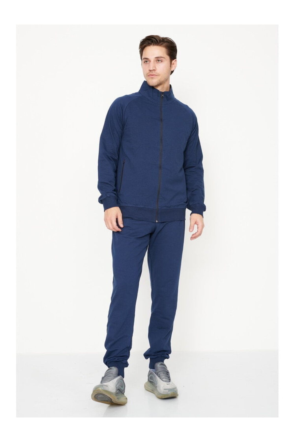 Purely Chic Trening Barbat Din Bumbac Cu Fermoar Fara Gluga Indigo Masculin - XL
