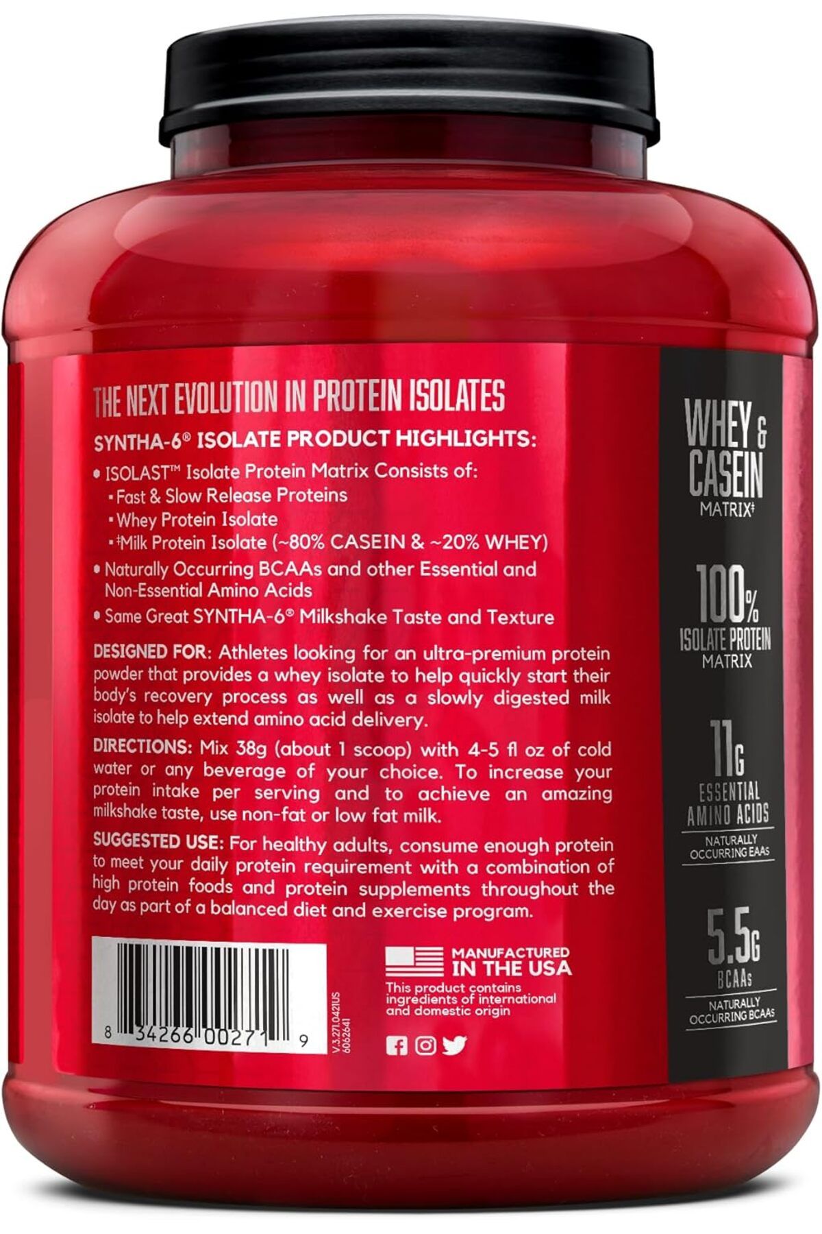 BSN-Syntha 6 Isolate, Chocolate Peanut Butter, 4 LB 7