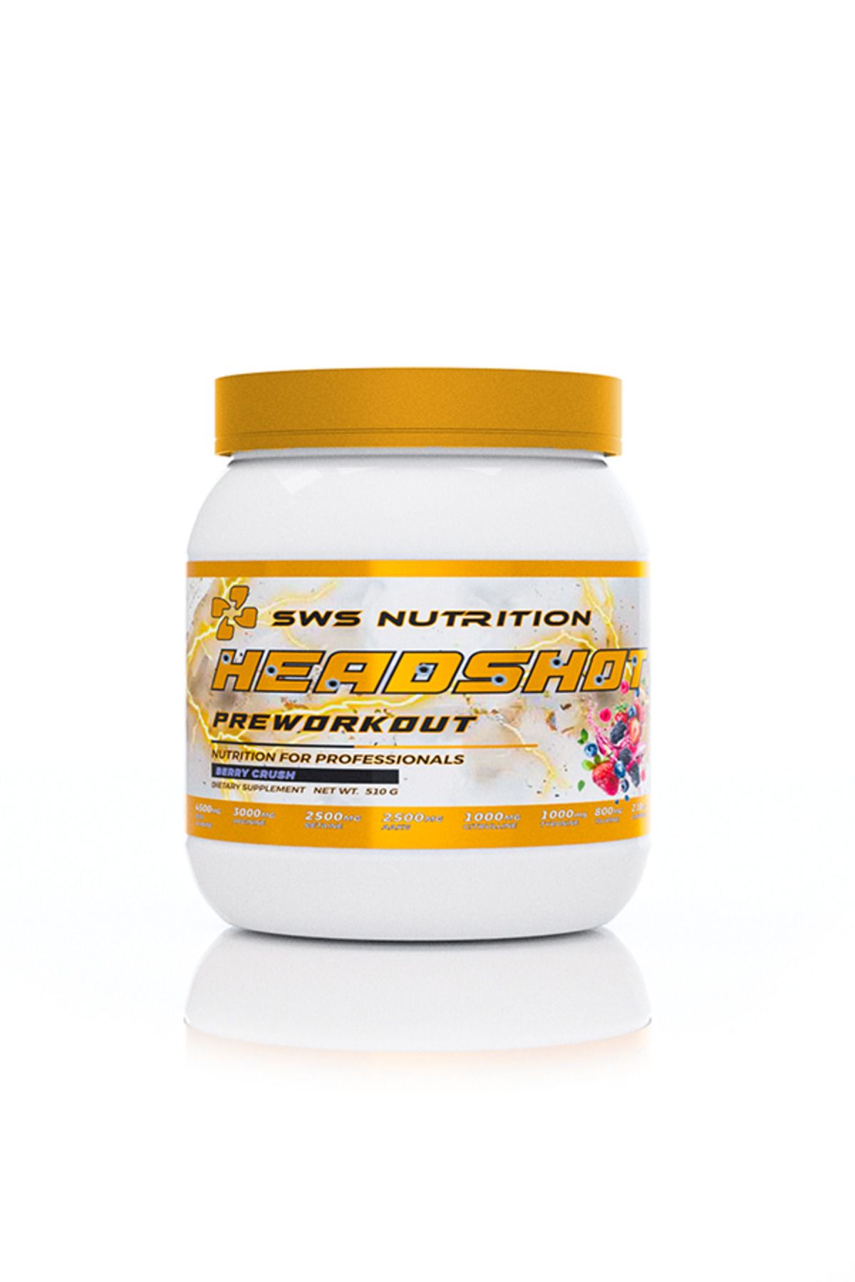 sws nutrition Headshot Pre Workout | Orman Meyveleri | 510 gr 30 servis | Kafein içeren pre workout sporcu gıdası