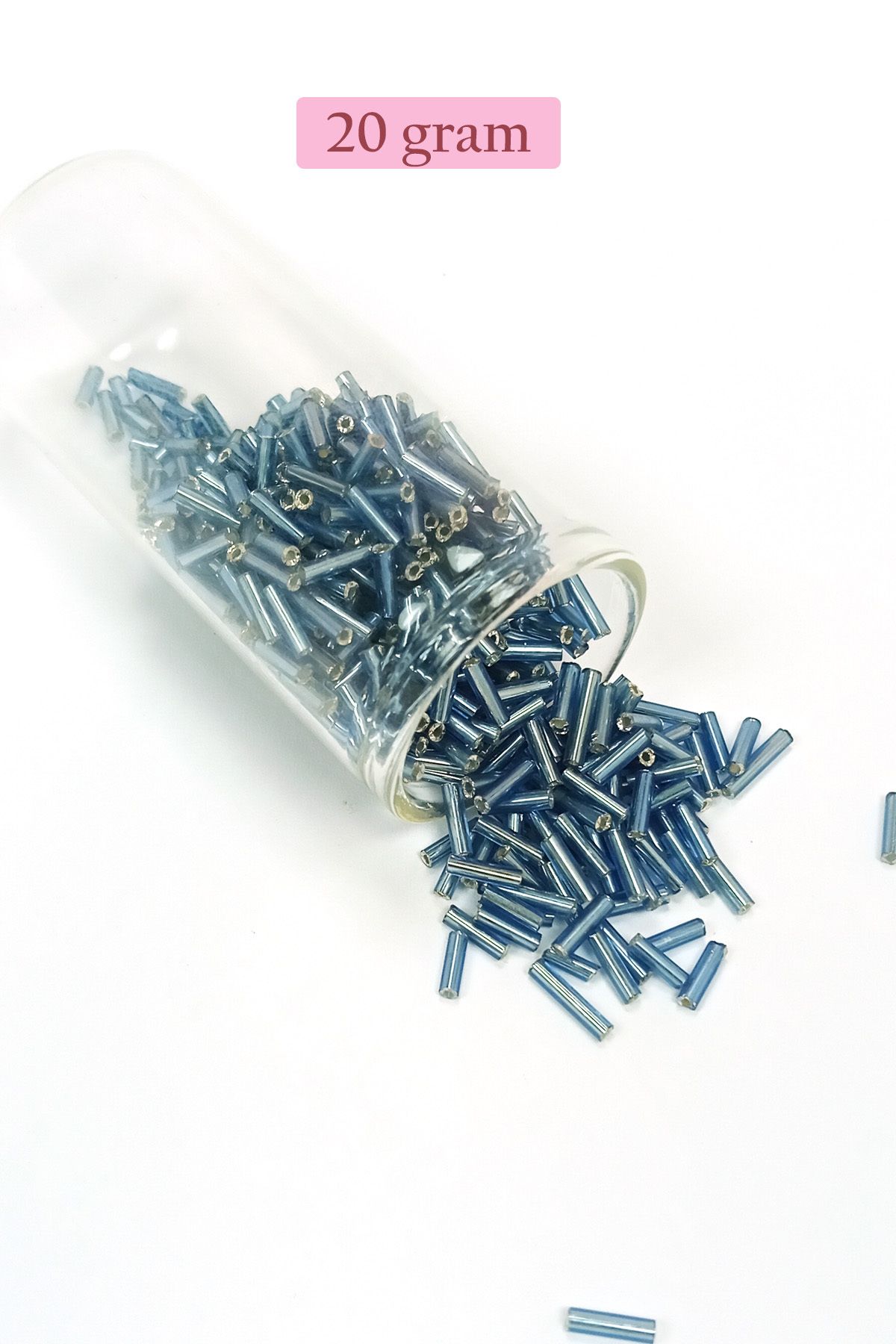 Royaleks Uzun Boru Kesme Boncuk Çap 2mm Uzunluk 10 mm - 20 Gram - Camgöbeği Mavi - BNC228