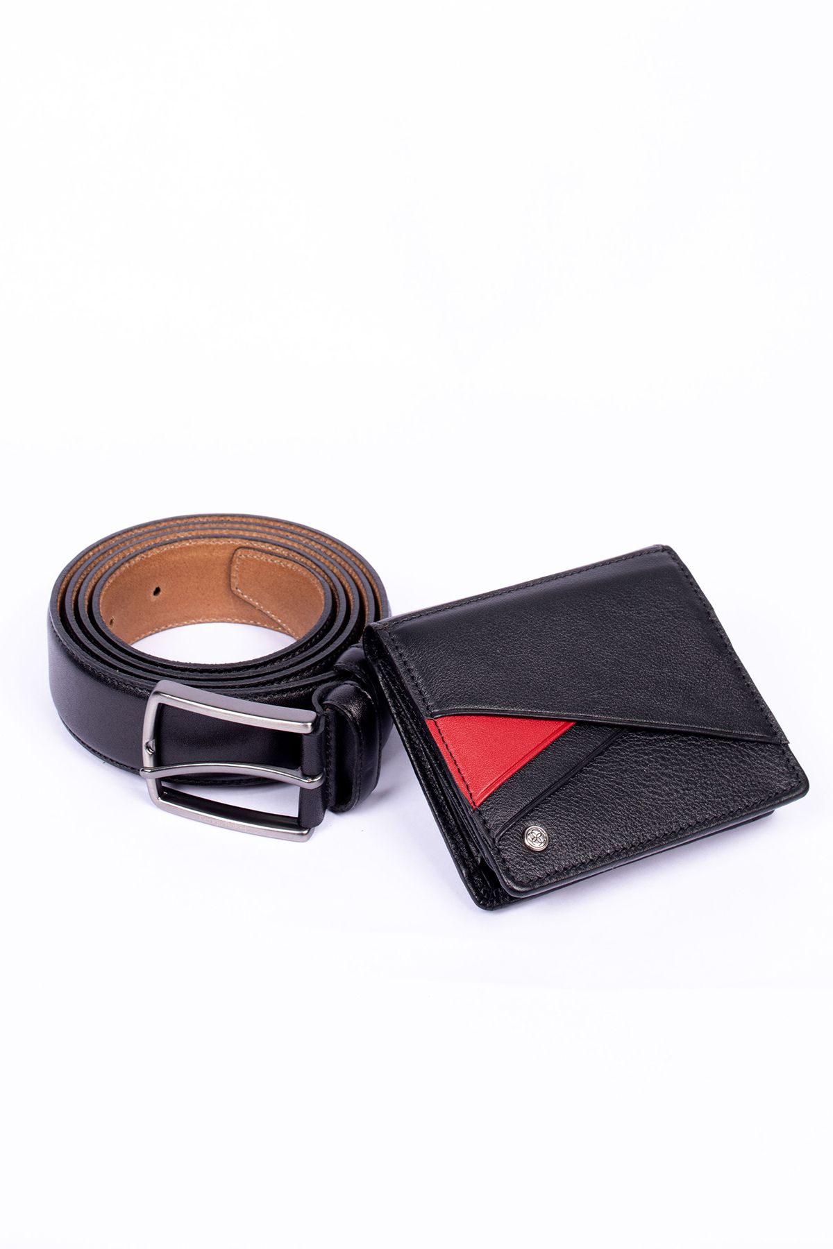 CENGİZ PAKEL-Cengiz Pakel Genuine Leather Double Fabric Belt - Wallet Set 3