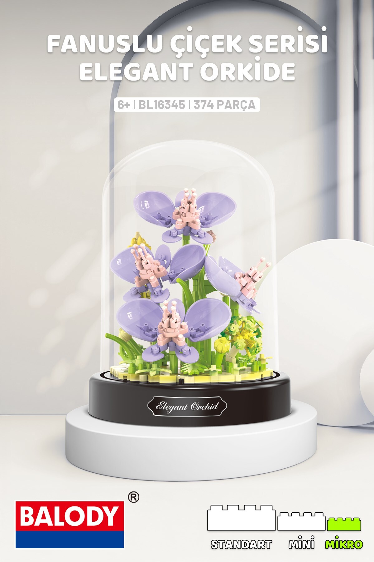 مجموعه گل با گلدان – ارکیده شیک (Bl16345) – ست اسباب‌بازی ساختنی بلوکی مینی