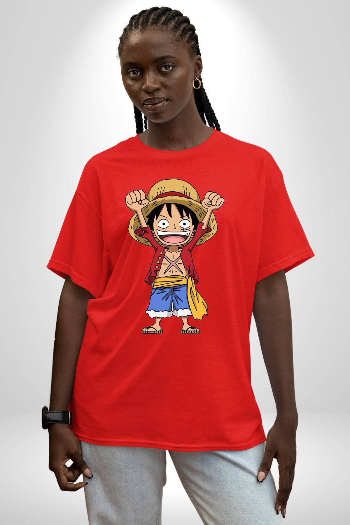 Navcoli-Anime Pirate Hero Adventurer Spirit and Pirate Graphic Printed Cotton Combed Cotton Women Men's Red T-Shirt 2