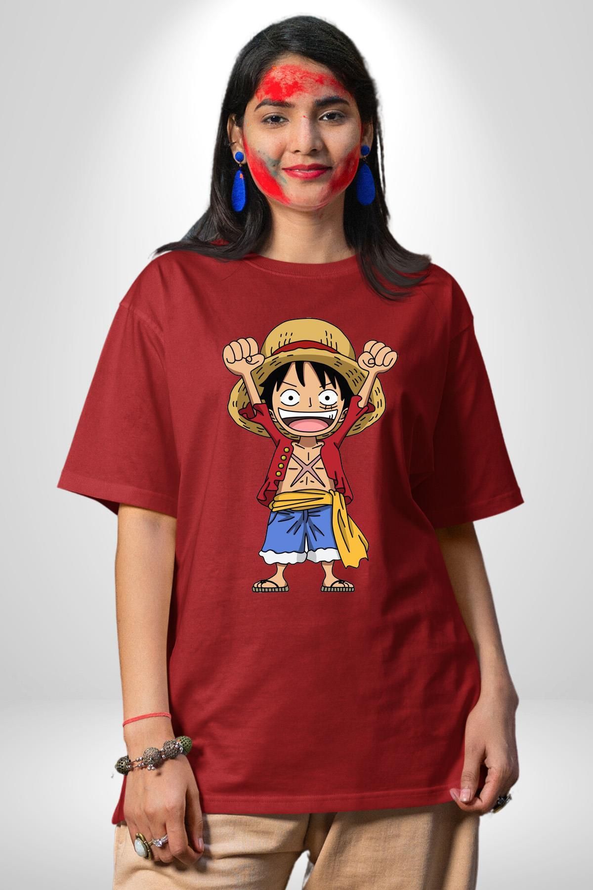 Navcoli-Anime Pirate Hero Adventurer Spirit and Pirate Graphic Printed Cotton Combed Cotton Women Men's Red T-Shirt 7